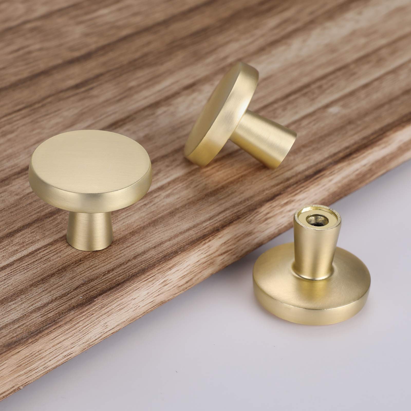 10 Pack Brushed Gold Cabinet Knobs - Round Brass Dresser Drawer Pulls for Kitchen Cabinets, Wardrobes & Furniture (Zinc Alloy Hardware) - Elegant Home Upgrade for Bedroom, Bathroom & Office Decor