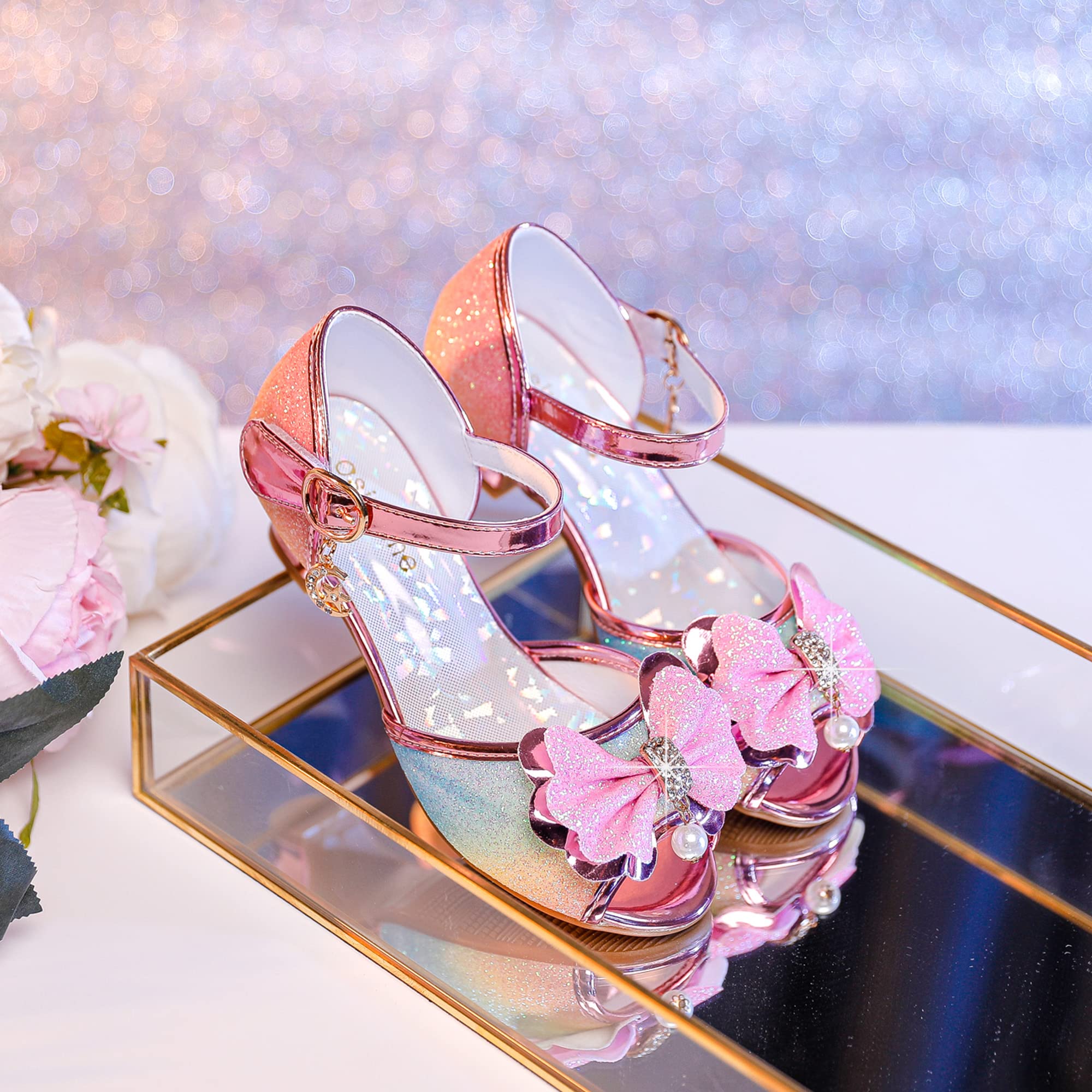 Osinnme Girls' Wedding Sandals for Toddlers & Little Kids - Flower Girl Shoes for Special Occasions, Birthday Parties & Formal Events