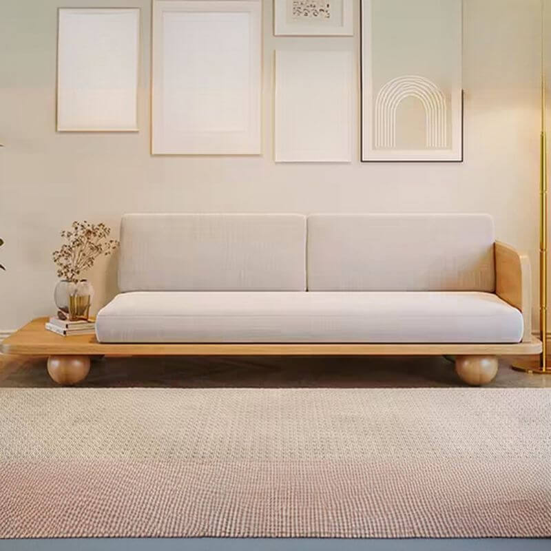Minimalist Light Gray Settee Sofa with Loose Back & Removable Cushions - Perfect for Living Room, Bedroom or Office Lounge Area