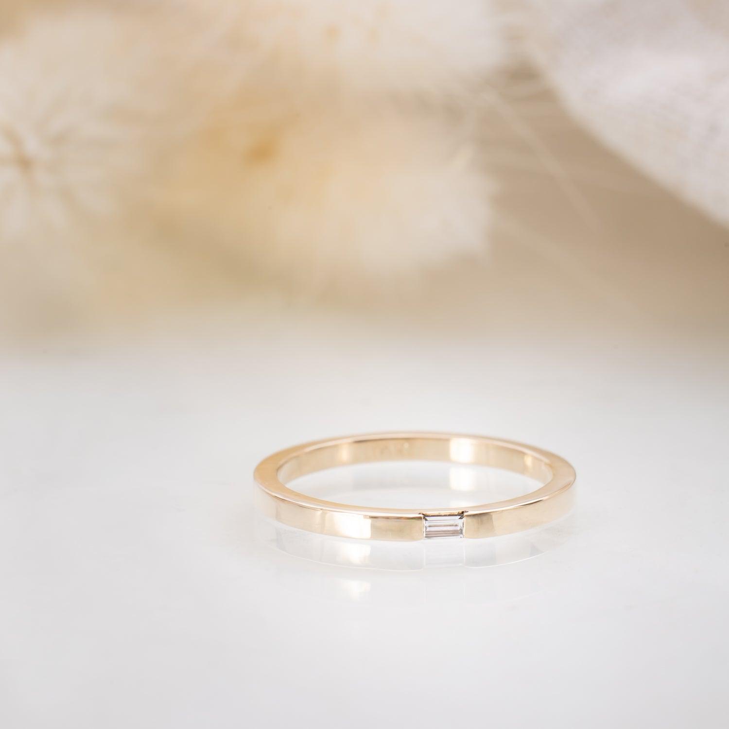 14K Gold Baguette Diamond Ring for Women - Elegant Stackable Band for Engagement, Wedding, Anniversary & Everyday Wear