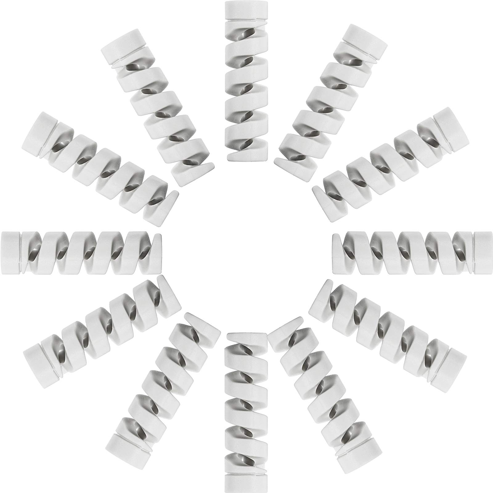 Jetec 24-Pack Silicone Charger Cable Protectors - Flexible Spiral USB Wire Saver for Headphones, Laptop, Earphones & Cell Phones (Grey) | Prevent Cable Damage at Home, Office & Travel