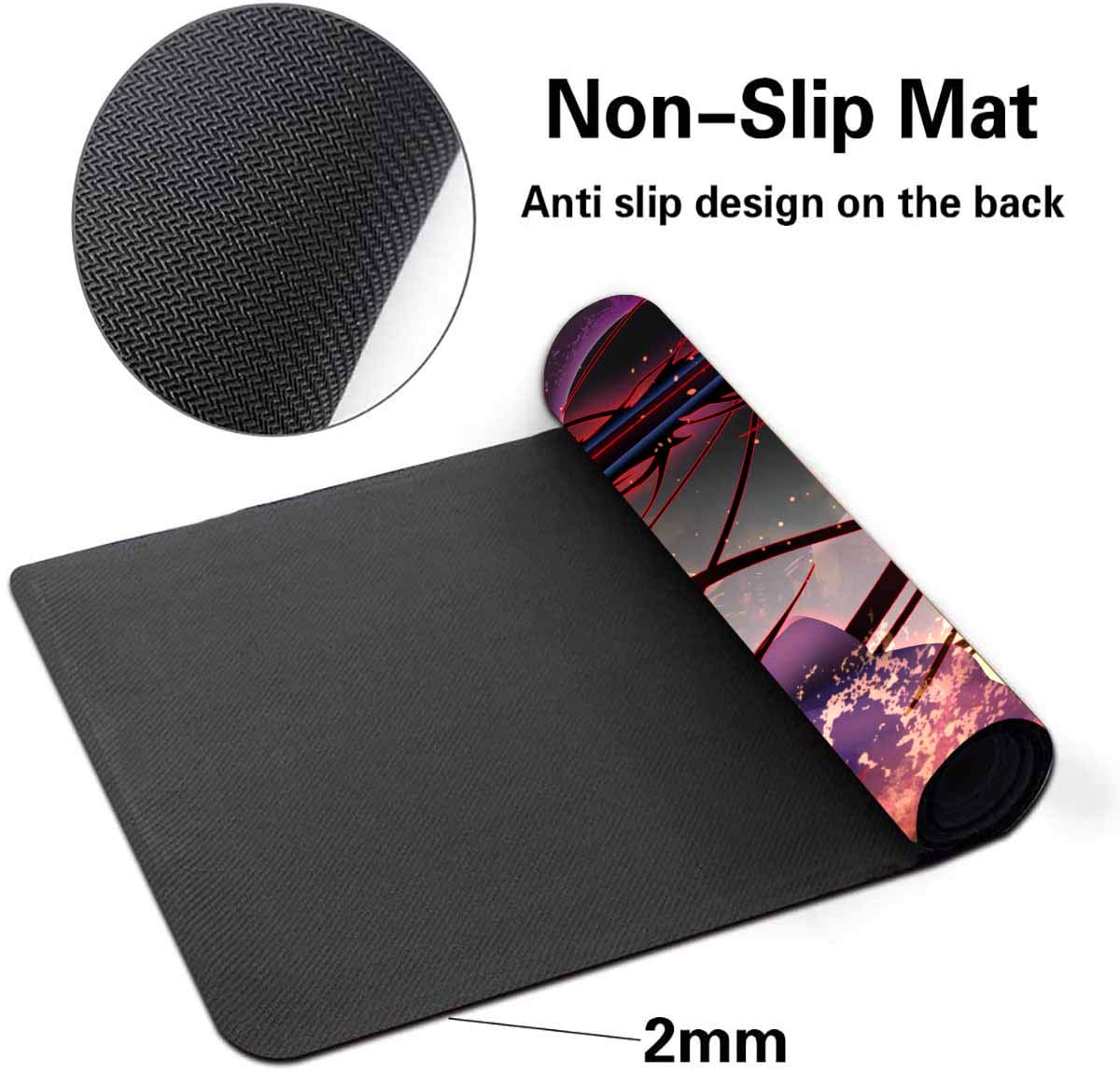 Fate Stay Night Anime Gaming Mouse Pad - Large Desk Mat for Computer & Keyboard - Saber Alter Fate Grand Order Design - Non-Slip Rubber Base for PC Gaming & Office Work