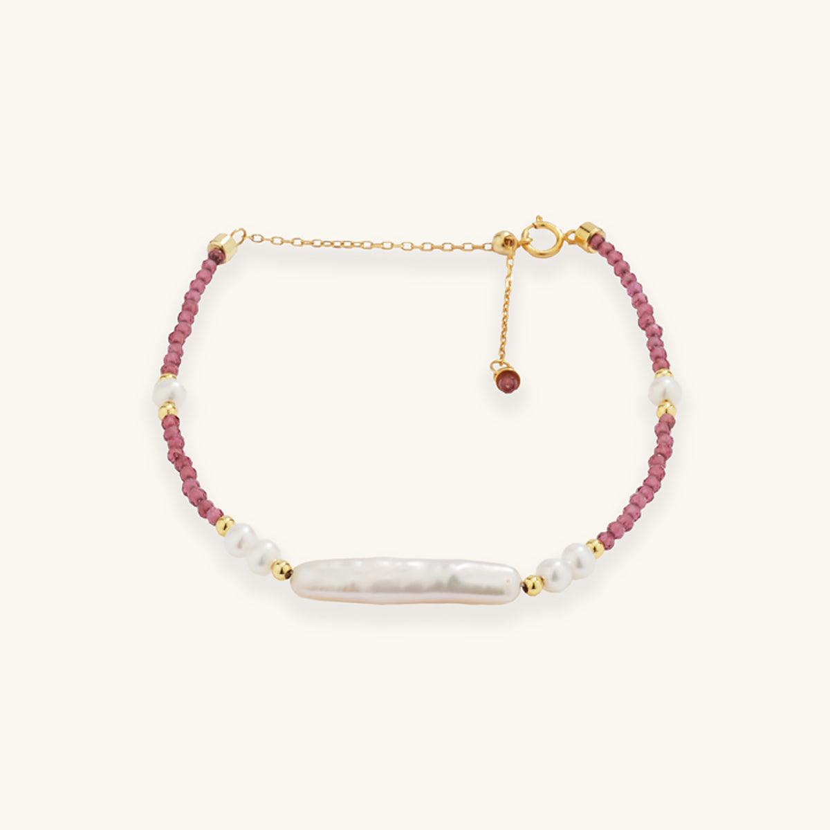 Garnet Baroque Pearl Bracelet for Women - Elegant Handmade Jewelry Gift for Birthday, Anniversary & Special Occasions
