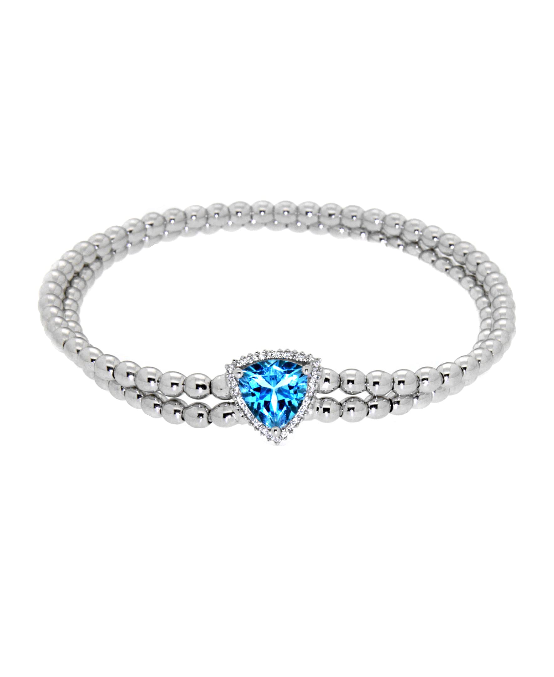 Timeless Love Sterling Silver Bracelet with Blue Topaz & 0.07 ct. Diamond Accent - Elegant 7