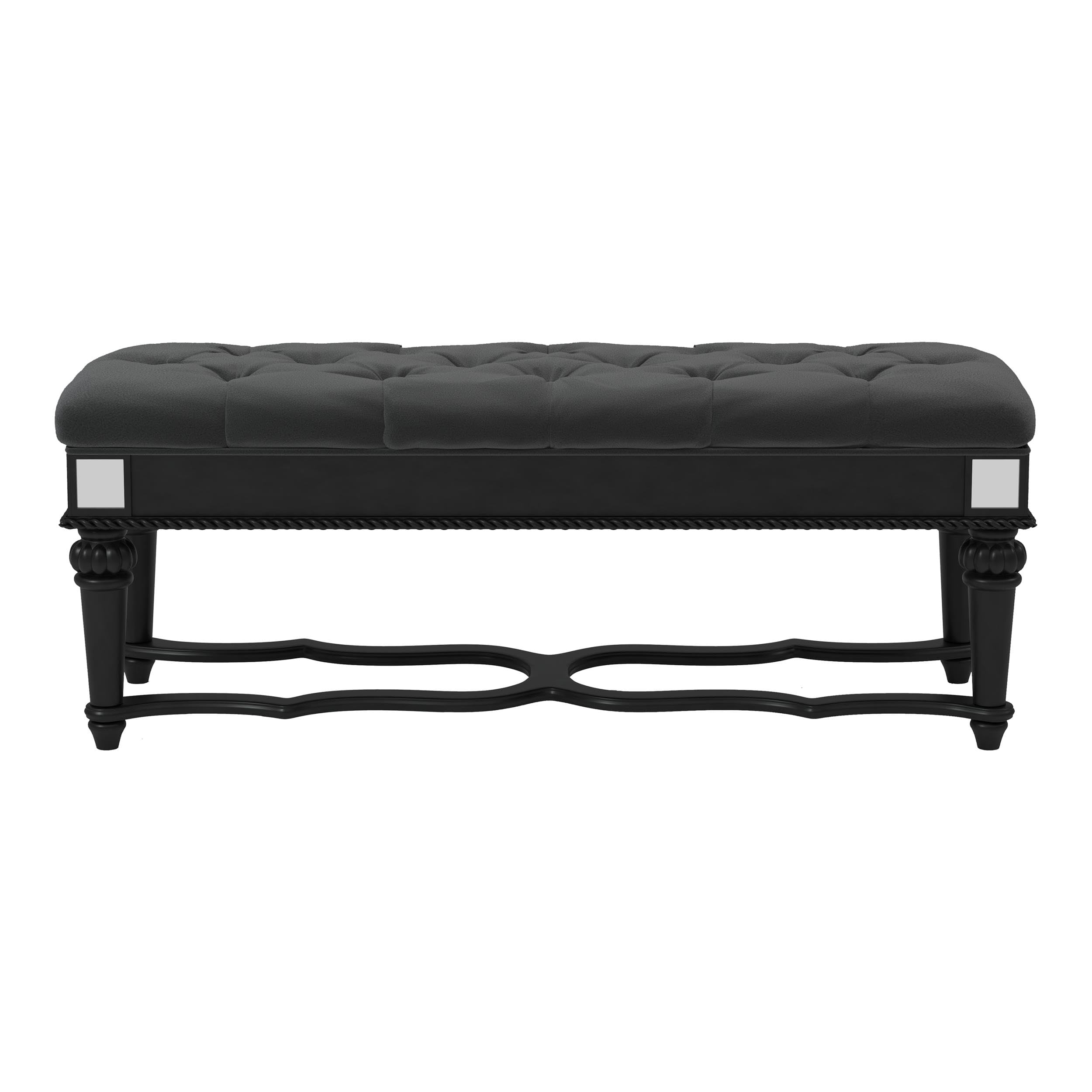 Furniture of America Viktoria Traditional Wood Tufted Bedroom Bench in Black - Elegant Seating for Bedroom, Living Room & Entryway - Perfect for Home Decor & Extra Seating