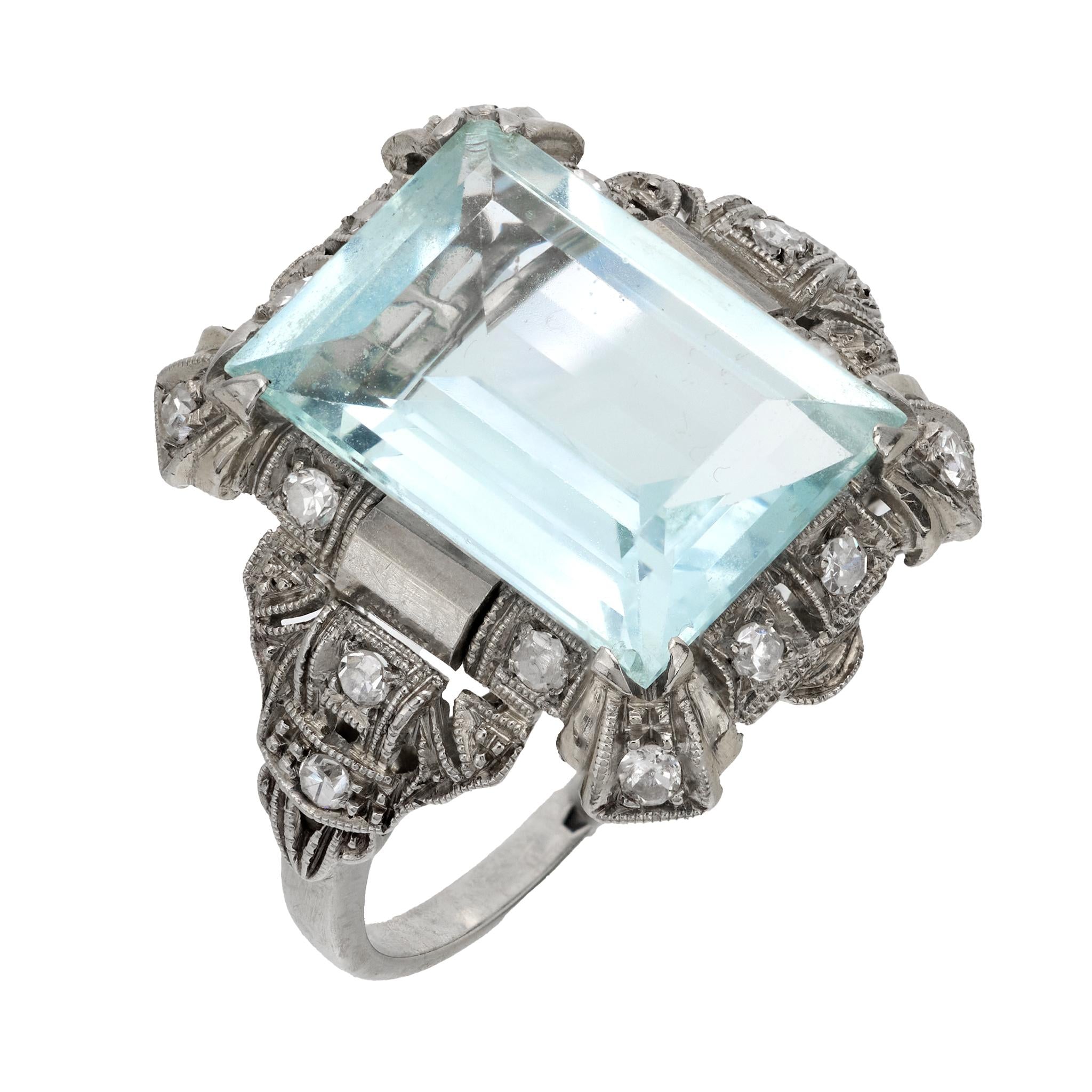5.50 Carat Emerald Diamond Art Deco Cocktail Ring in 18K White Gold – Perfect for Evening Parties, Weddings & Special Occasions