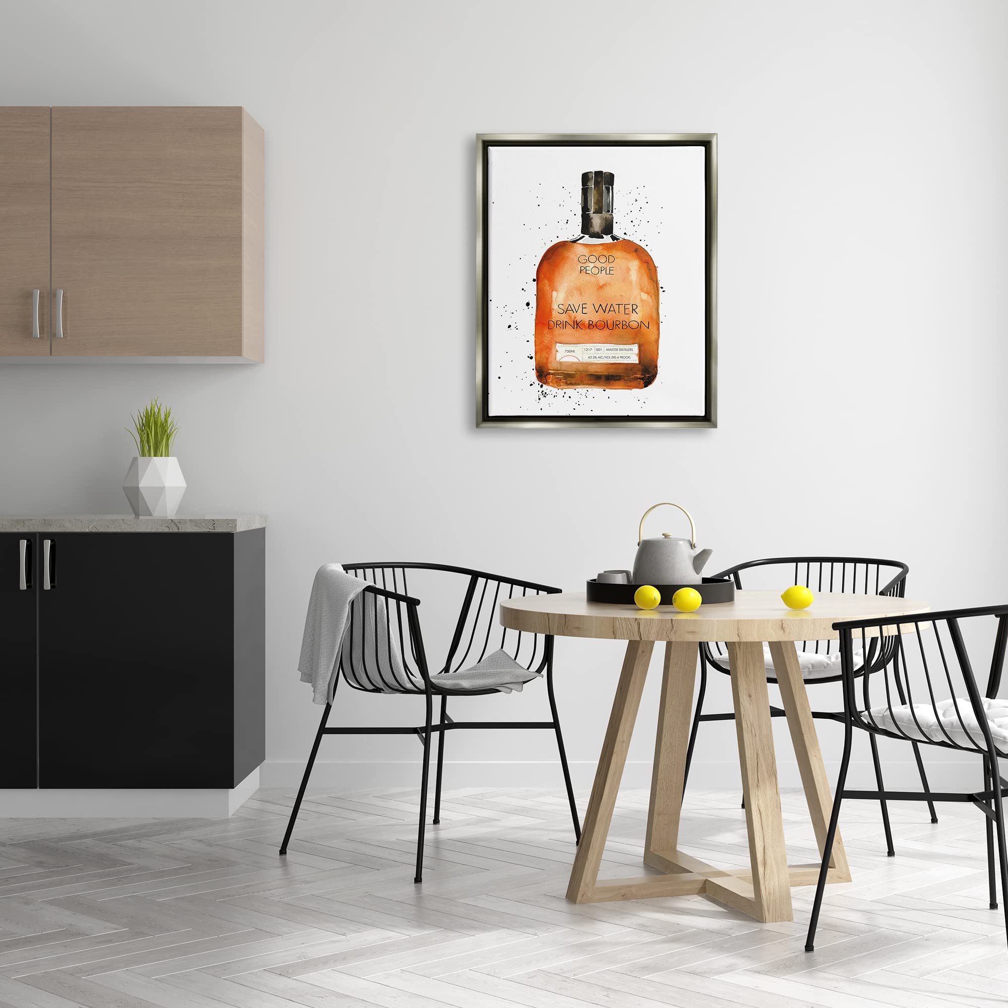 Stupell Industries 'Save Water Drink Bourbon' Whiskey Quote Wall Art - Common Liquor Bottle Design by Mercedes Lopez Charro - Perfect for Bar Decor, Man Cave & Bourbon Lover Gifts