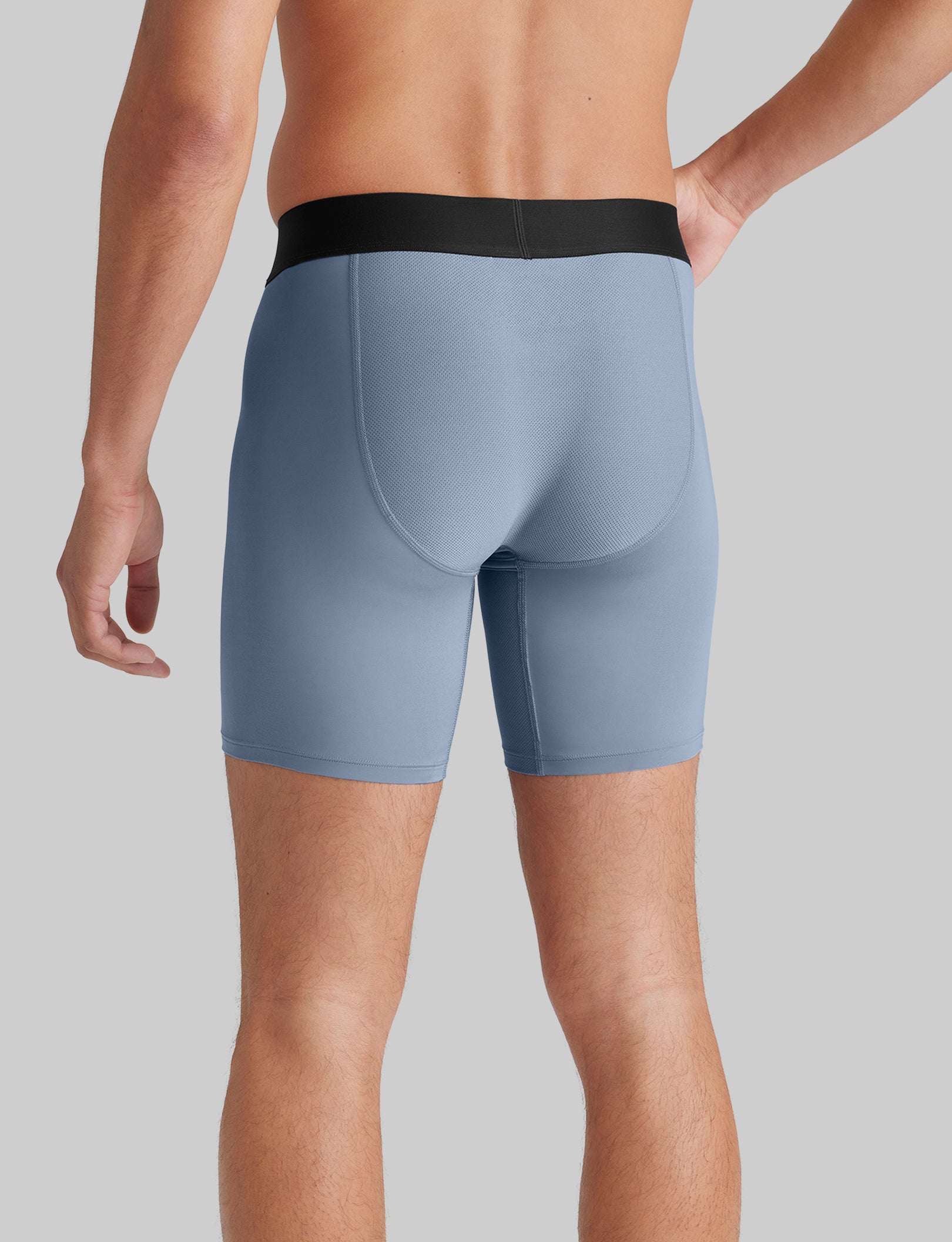 360 Sport Mid Length Boxer Briefs - 6 Pack Men's Breathable Moisture Wicking Underwear for Running, Gym & Active Lifestyle | Comfortable Stretch Fabric with Support Pouch