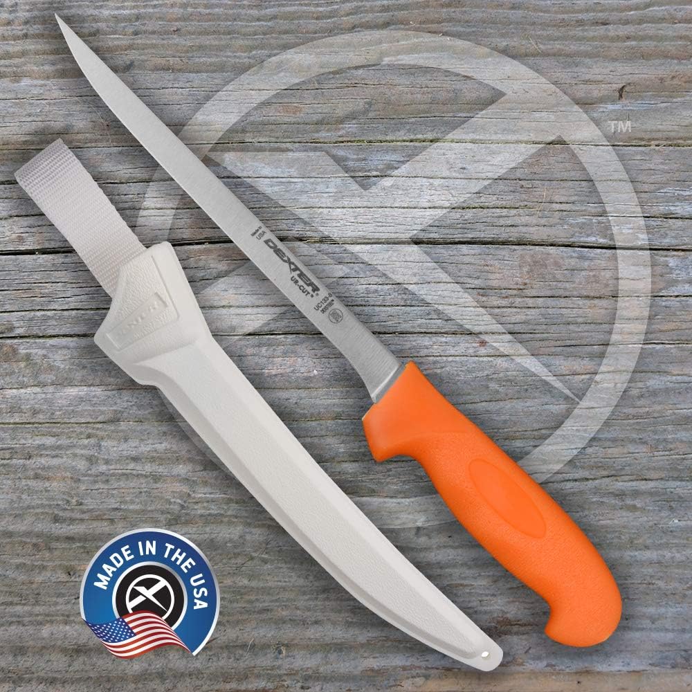 Dexter UR Cut 8-Inch Fillet Knife with Ergonomic Moldable Handle & Protective Sheath - Perfect for Fishing, Camping, and Outdoor Cooking