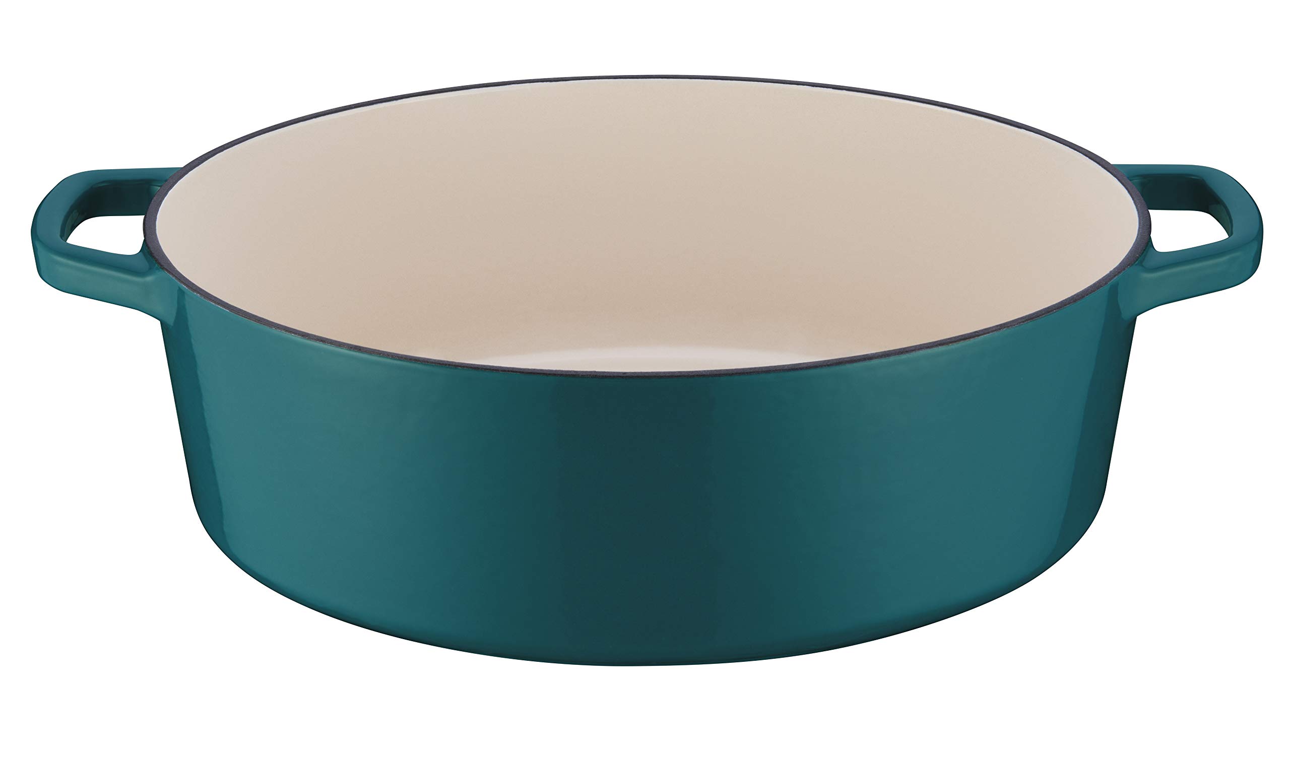 Cuisinart Chef's Classic 7-Quart Enameled Cast Iron Oval Casserole with Lid - Teal Blue Dutch Oven for Braising, Stewing & Baking - Perfect for Soups, Roasts & Family Dinners