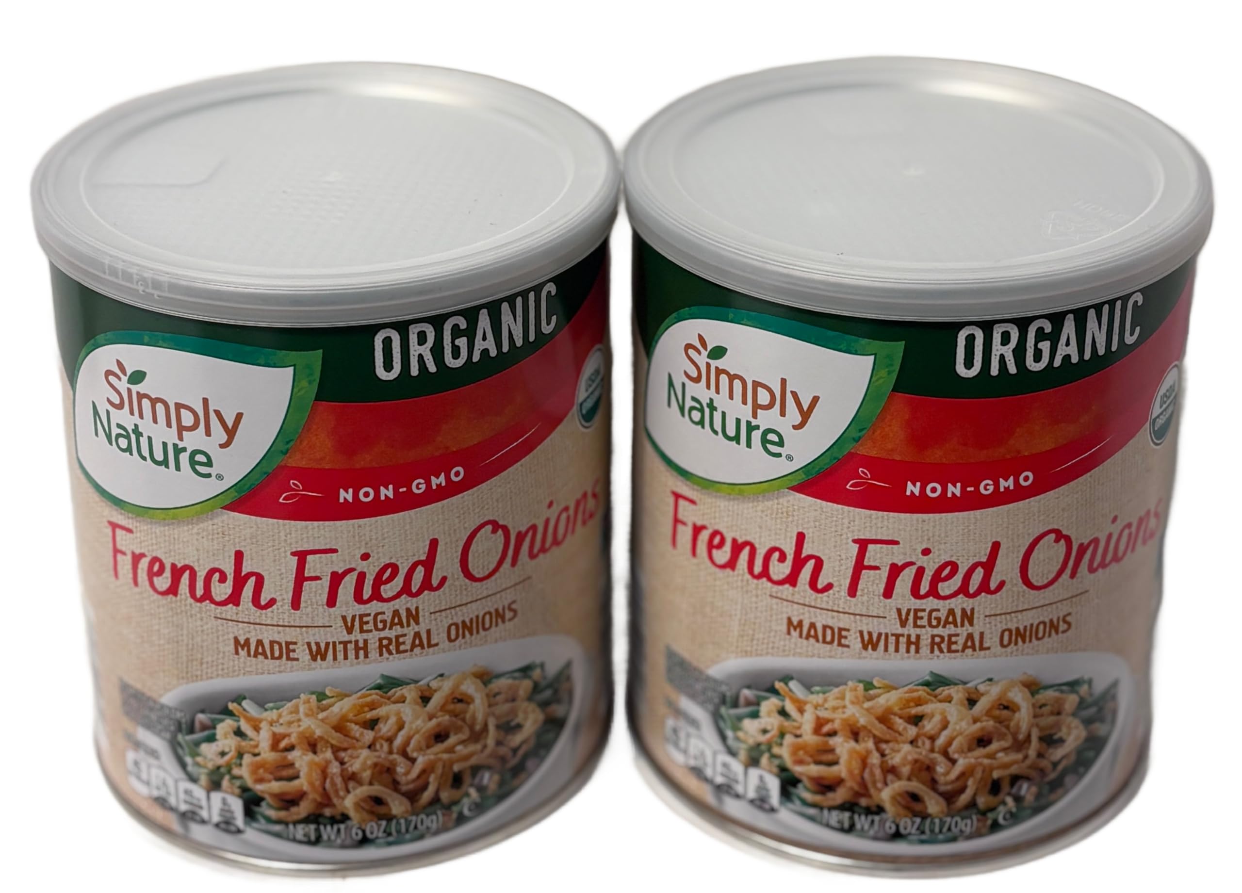 Simply Nature Vegan Non-GMO Organic French Fried Onions (Pack of 2) - Crispy Topping for Salads, Casseroles, and Green Bean Dishes