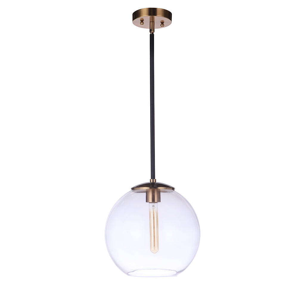 Dolby 1 Light Pendant - Brass and Black Finish - Modern Ceiling Light for Dining Room, Kitchen, or Bedroom