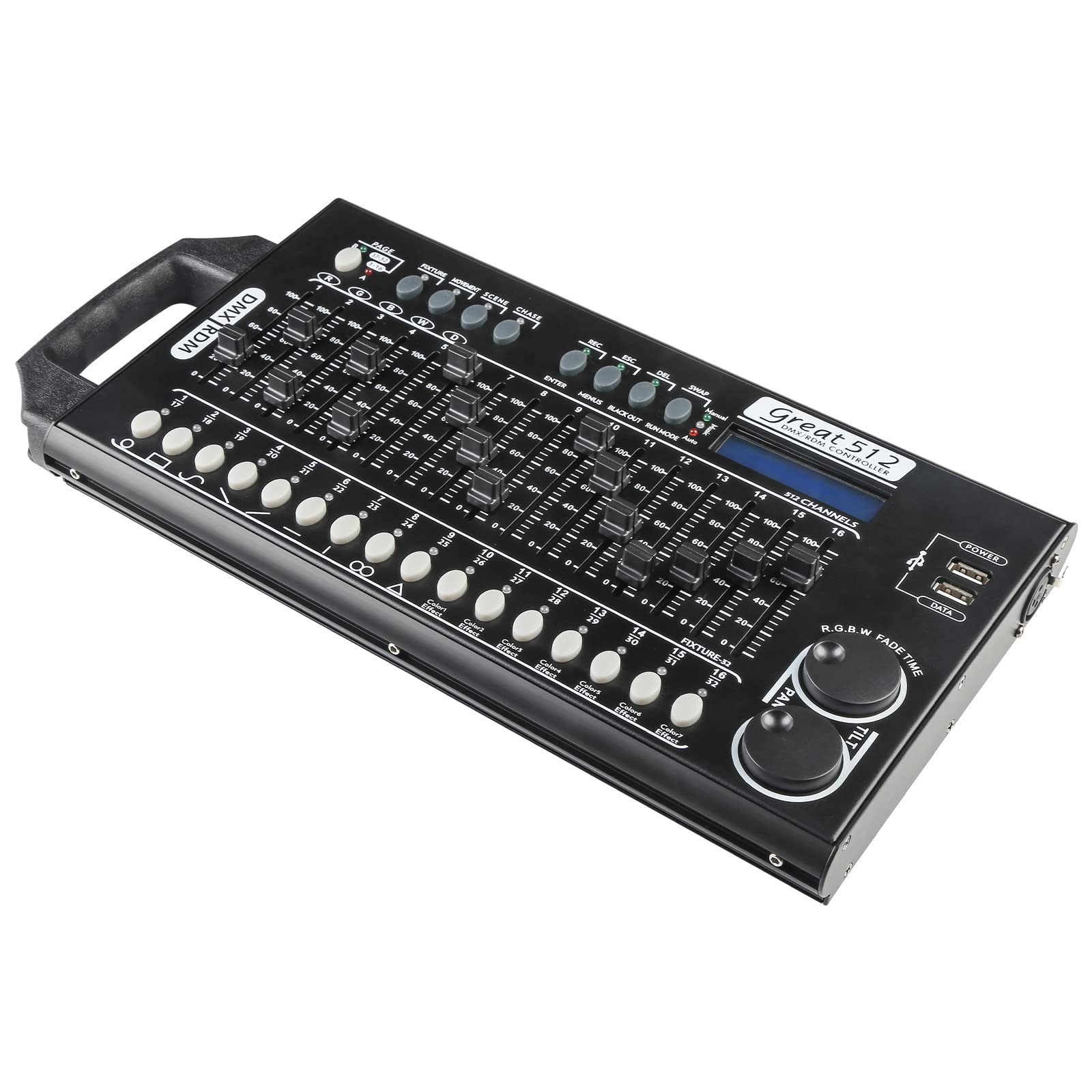 Professional DMX 512 Stage Lighting Controller - 512 Channel DJ Light Board with Built-in Programs & RDM Dip Switch - Perfect for Nightclubs, Concerts, and Stage Performances