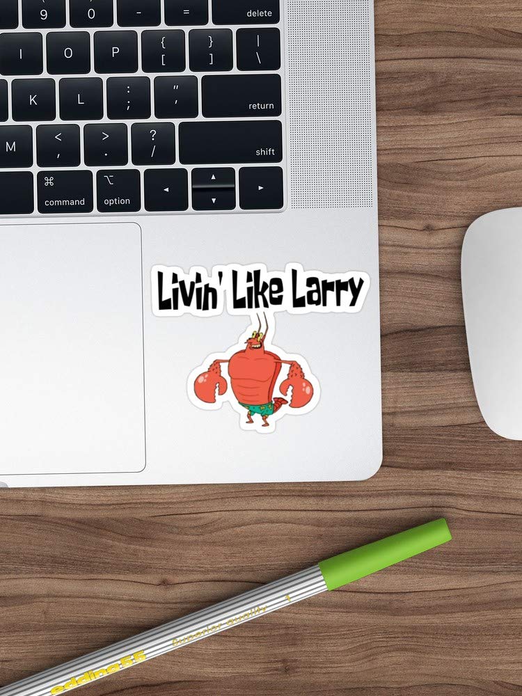 3 Pack Livin' Like Larry & Larry The Lobster Vinyl Stickers - Funny Decals for Laptop, Phone, Car, Guitar, Fridge - Perfect for Surfers, Beach Lovers & SpongeBob Fans