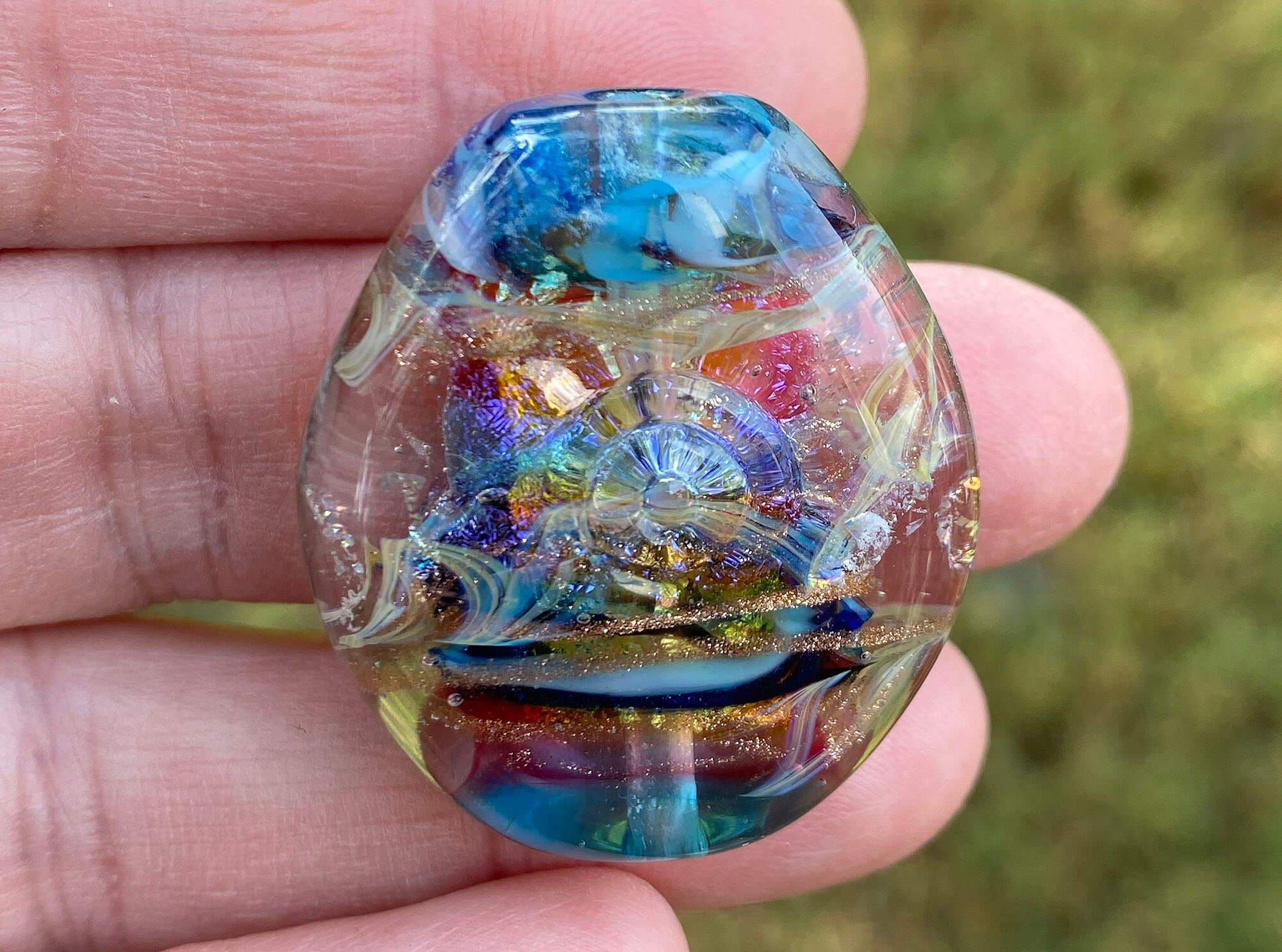 Aqua Blue Handmade Lampwork Glass Focal Bead for Jewelry Making - DIY Craft, Necklace, Bracelet Designs - Perfect for Beaders and Artisans