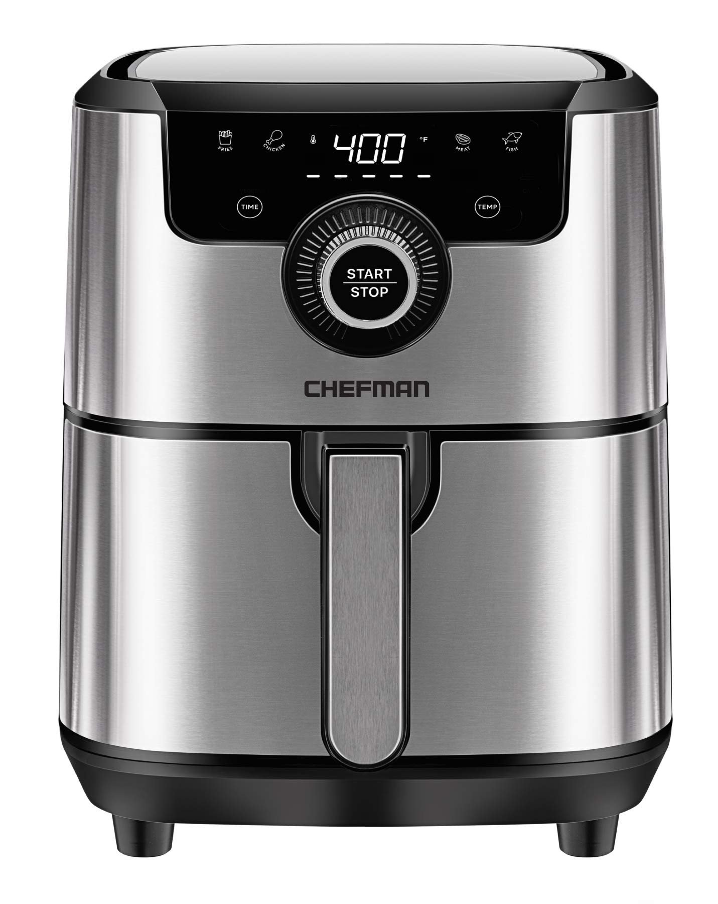 Chefman 4.5 Quart Air Fryer - Healthy Oil-Free Cooking with Dual Temperature Control, Nonstick Stainless Steel Basket (Dishwasher Safe), 60-Min Timer & Auto Shutoff - Perfect for Family Meals, Quick Snacks & Low-Fat Cooking