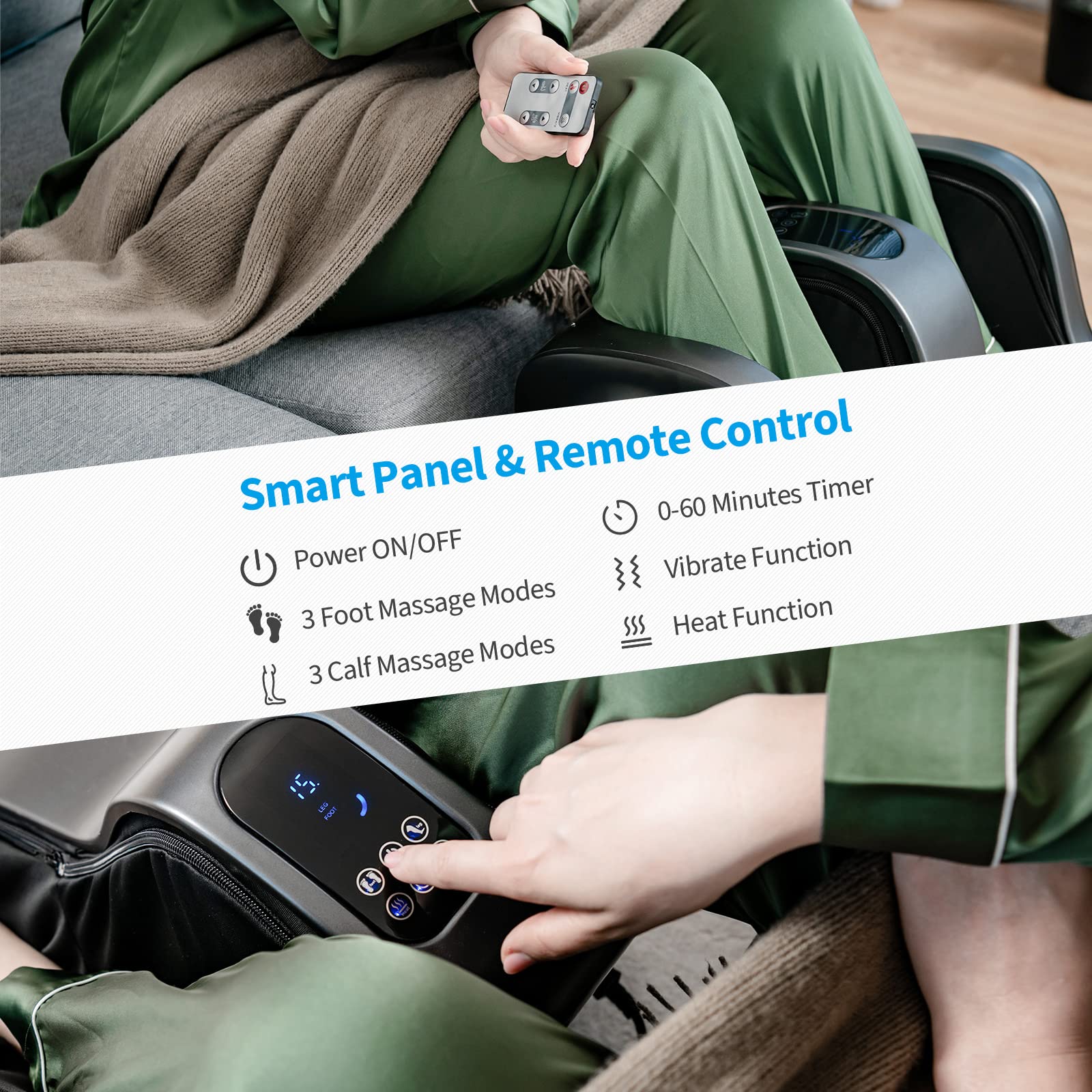 Giantex Electric Shiatsu Foot and Calf Massager with Heat & Kneading - Adjustable Tilt Base, LCD Screen, Remote Control - Relieves Pain, Improves Blood Circulation, Plantar Fasciitis - Perfect for Home, Office Relaxation & Post-Workout Recovery (Gray)