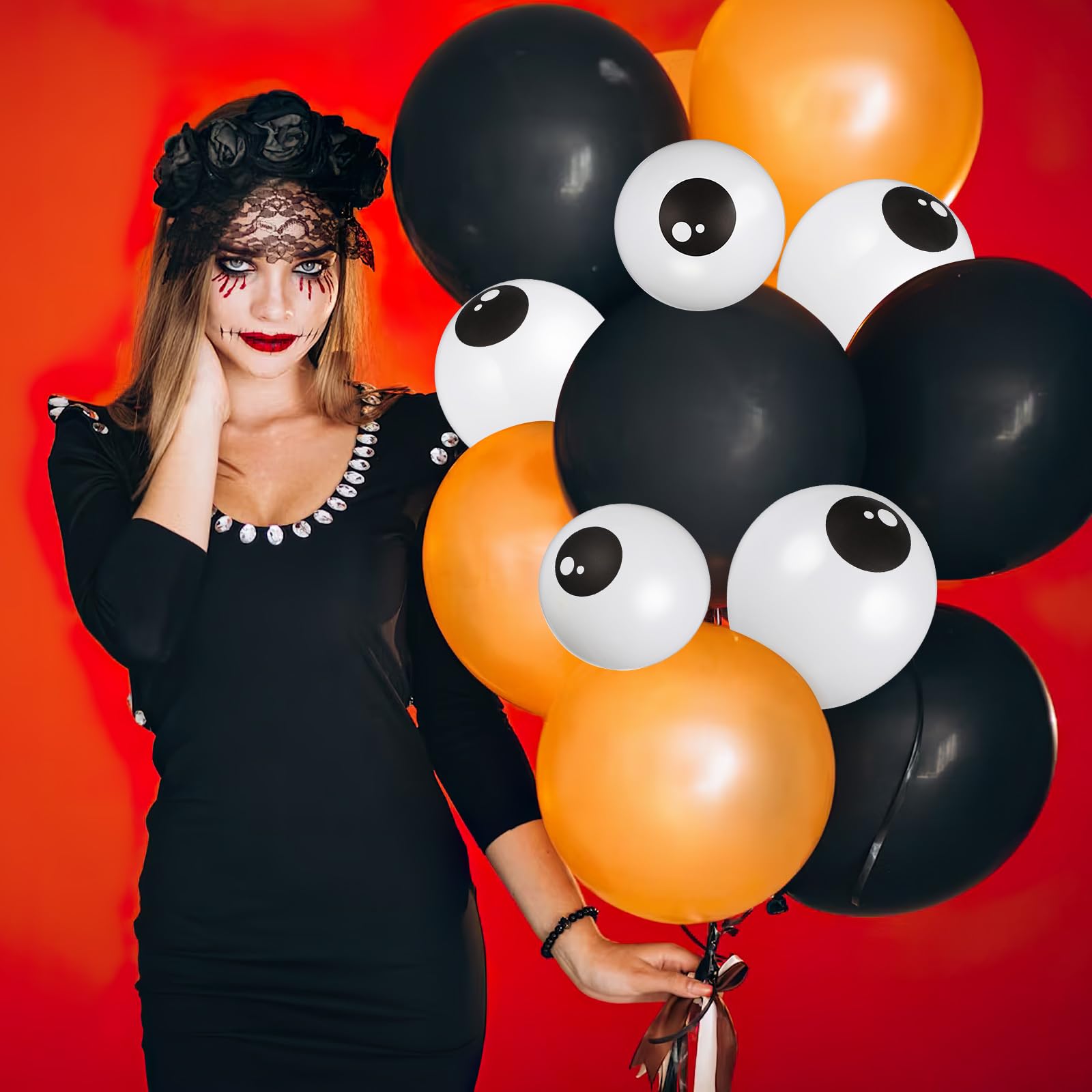 TOYANDONA 100pcs 5 Inch Eyeball Balloons - Latex Party Balloons for Halloween Decorations, Birthday Party Supplies, Balloon Garland & Spooky Themed Events