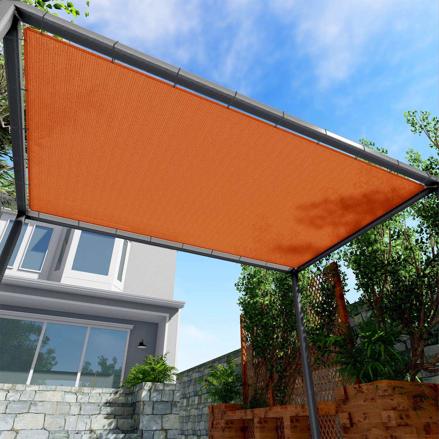 8' x 39' UV Block Sun Shade Sail Canopy - Outdoor Straight Edge Sun Protection with Grommets & D-Rings - Perfect for Pergola, Backyard, Patio, Poolside and Garden Shade (Orange)