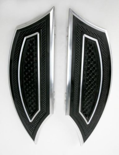 Black Driver Floorboards for Motorcycles - Comfortable Footrests for Long Rides & Cruising - Perfect for Harley, Honda, Yamaha & More