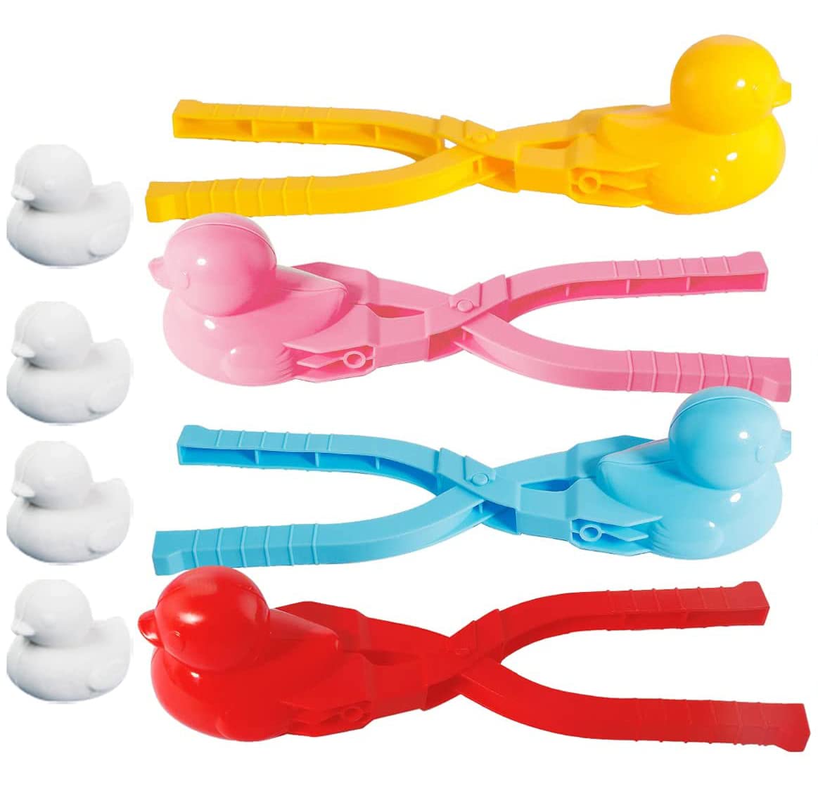 4pcs Duck Shaped Snowball Maker Kit with Handle - Winter Snowball Fight Toys for Kids & Adults - Durable Outdoor Snowball Clips for Snow Play & Beach Sand Castle Building - Perfect for Backyard Games & Summer Activities