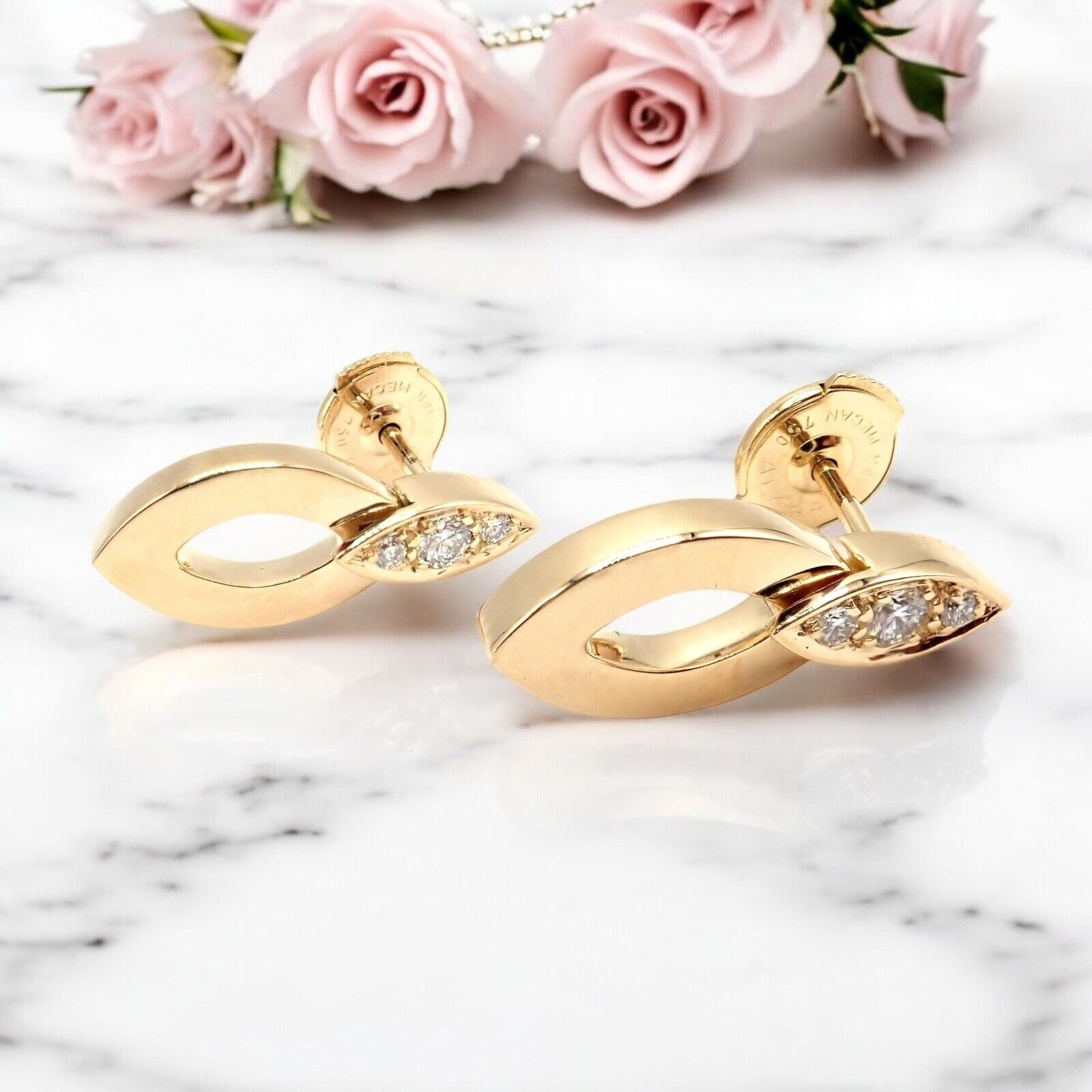 Authentic Cartier 18K Yellow Gold Diamond Diadea Link Bracelet & Earrings Set for Women - Luxury Jewelry Gift for Anniversary, Wedding & Special Occasions