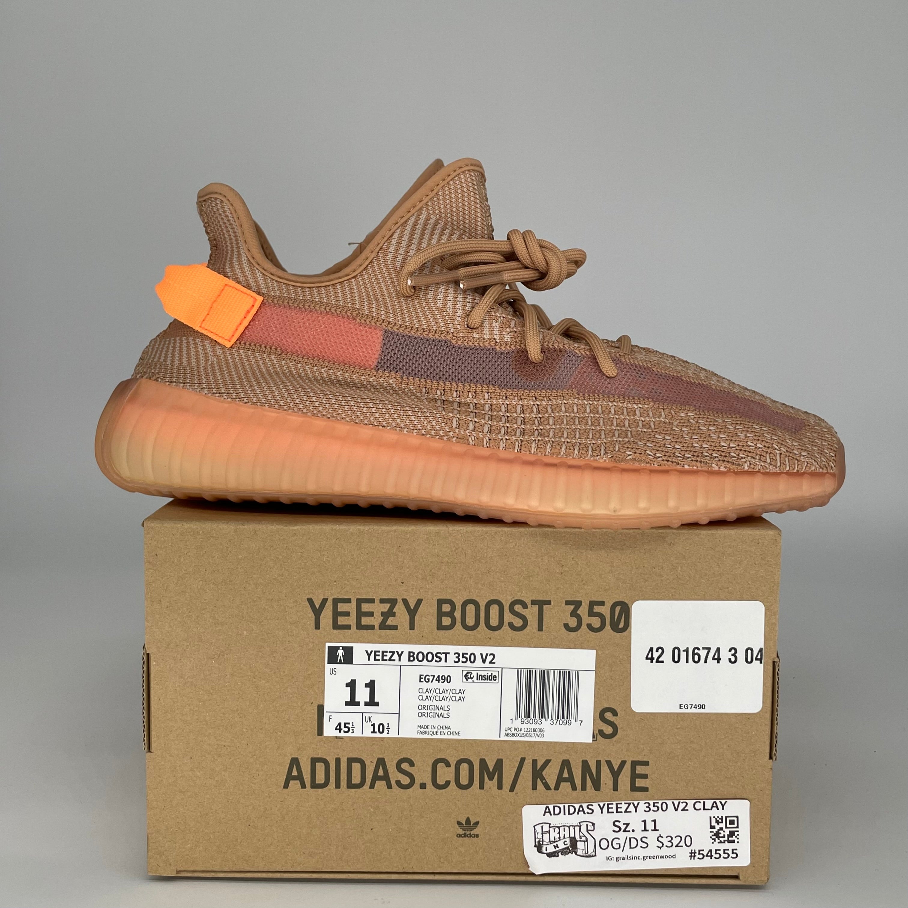 Adidas Yeezy Boost 350 V2 Clay - Men's Size 11 Sneakers (EG7490) | Comfortable Running Shoes for Gym, Casual Wear & Street Style