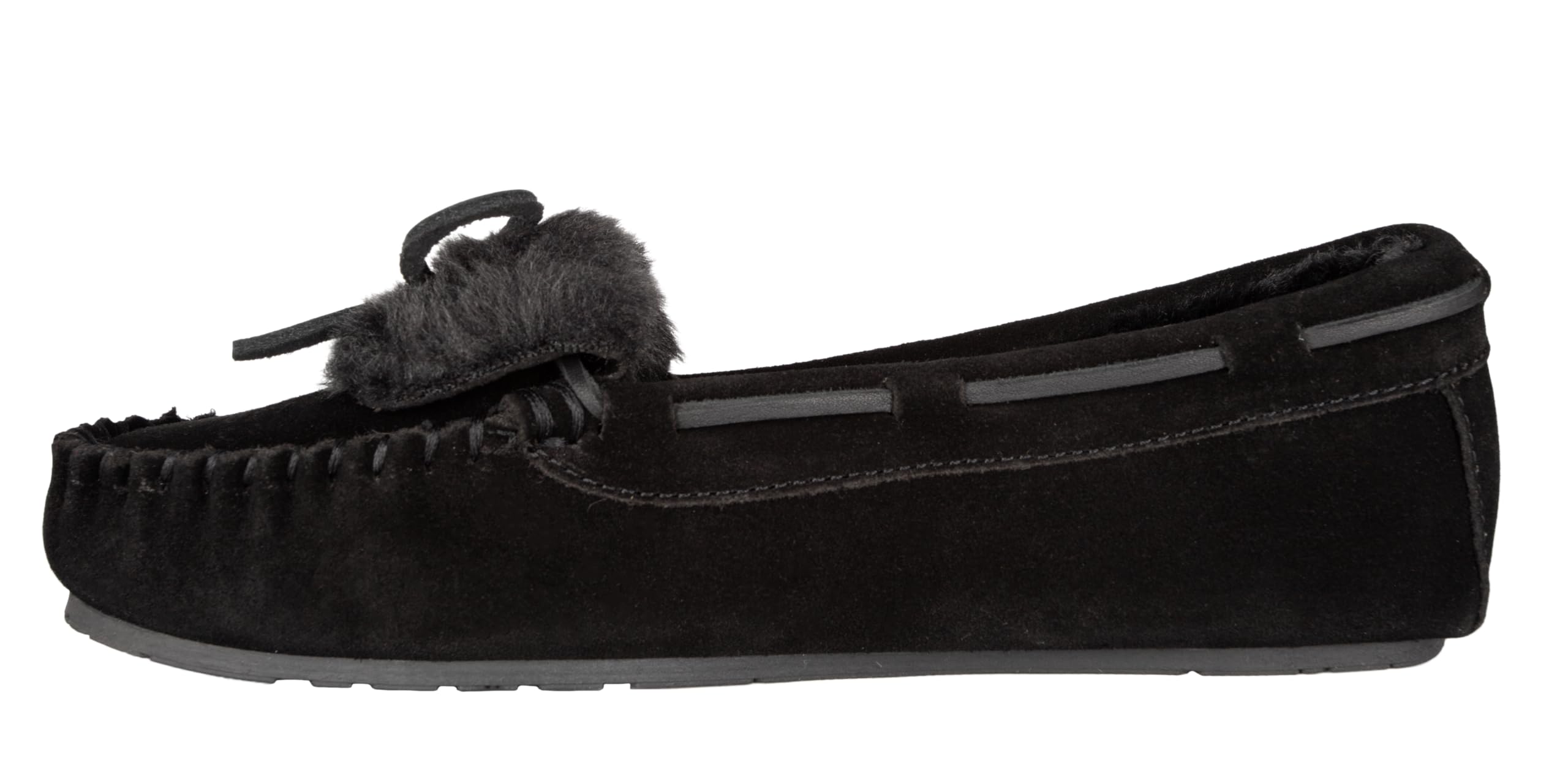 Clarks Women's Folded Tongue Suede Leather Moccasin Slippers with Plush Faux Fur Lining - Comfortable Indoor/Outdoor House Shoes for Women - Perfect for Home, Office & Travel (Style ICH30746C)