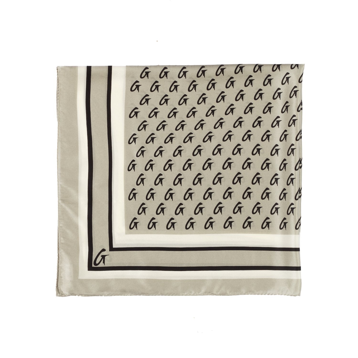 Luxury Large Monogram Silk Scarf - Silver | Elegant Women's Fashion Accessory for Parties, Weddings & Special Occasions