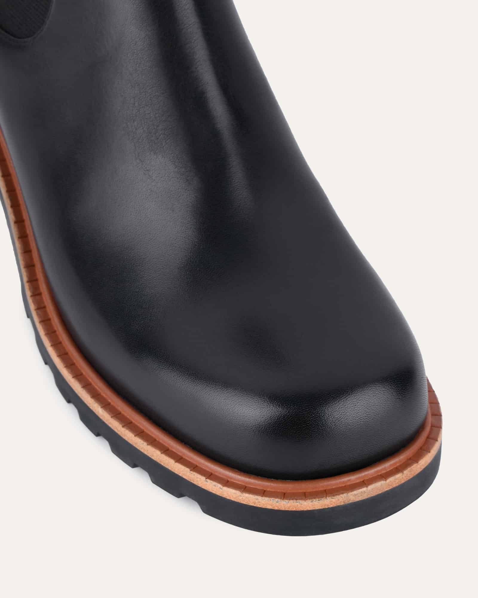 BEVERLEY Mid Ankle Boots for Women - Black Leather Booties, Comfortable & Stylish for Fall, Winter, Office & Casual Wear