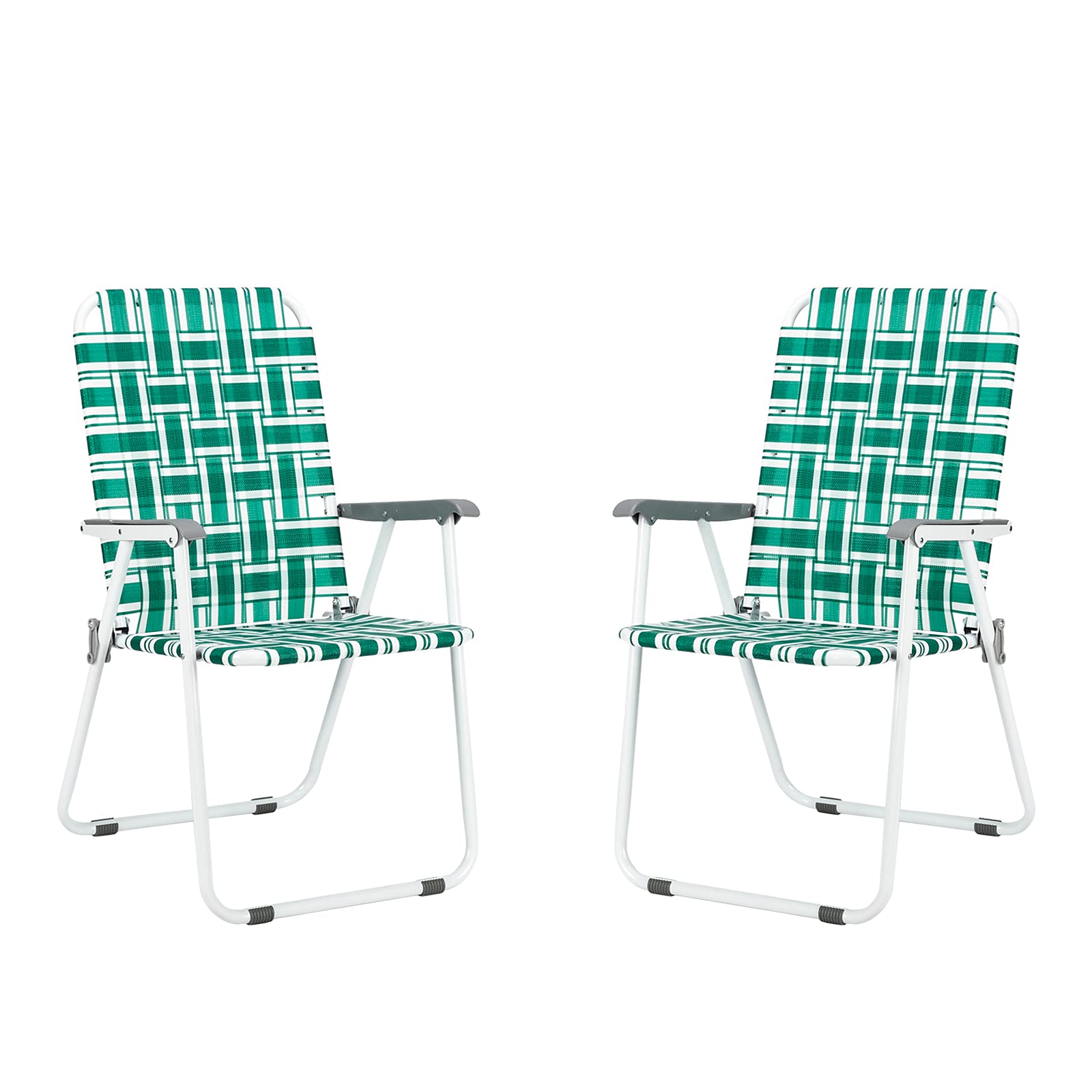 2-Pack Lightweight Folding Beach Chairs - 265lbs Capacity Steel Frame Portable Outdoor Chairs for Patio, Lawn, Pool, Camping & Beach - Durable & Wear-Resistant (Lime Green) - Perfect for Backyard Relaxation, Picnics, and Summer Outdoor Activities