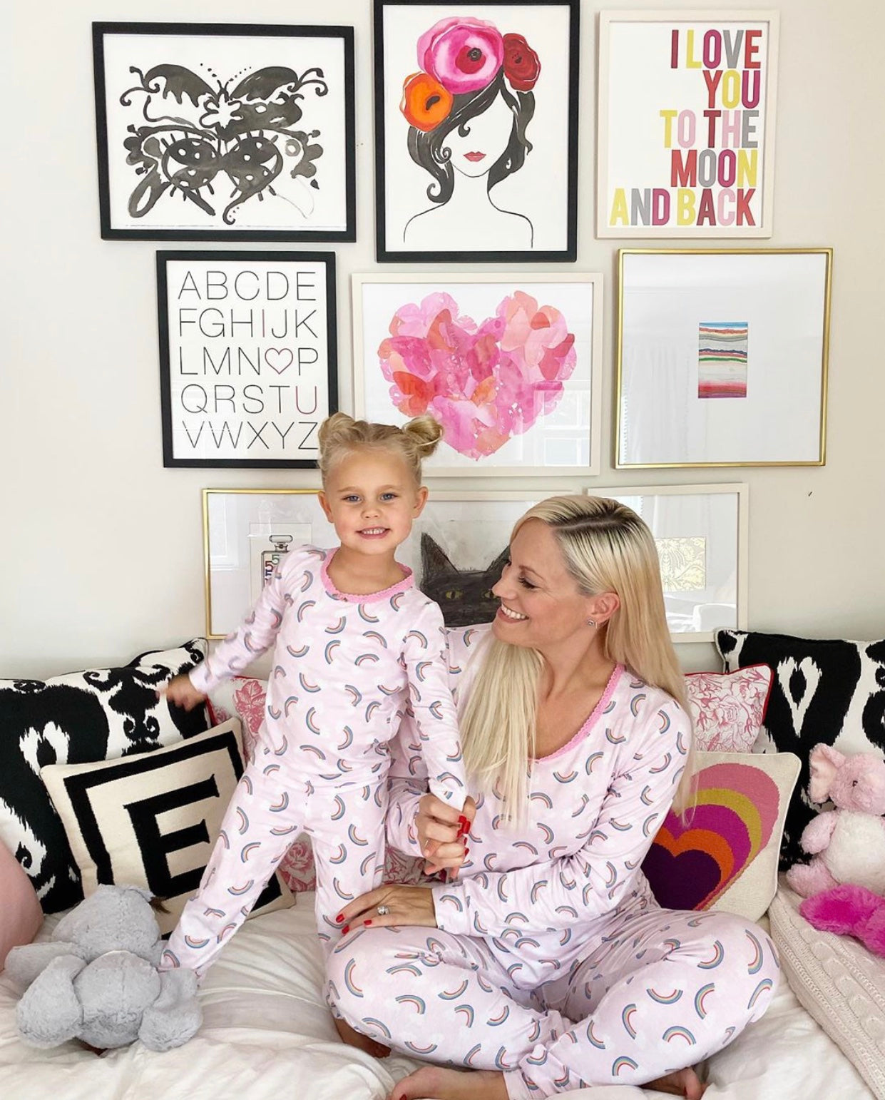 Mommy and Me Rainbow Full Length Matching Outfits - Cute Mother Daughter Coordinated Sets for Family Photos, Holidays & Special Occasions