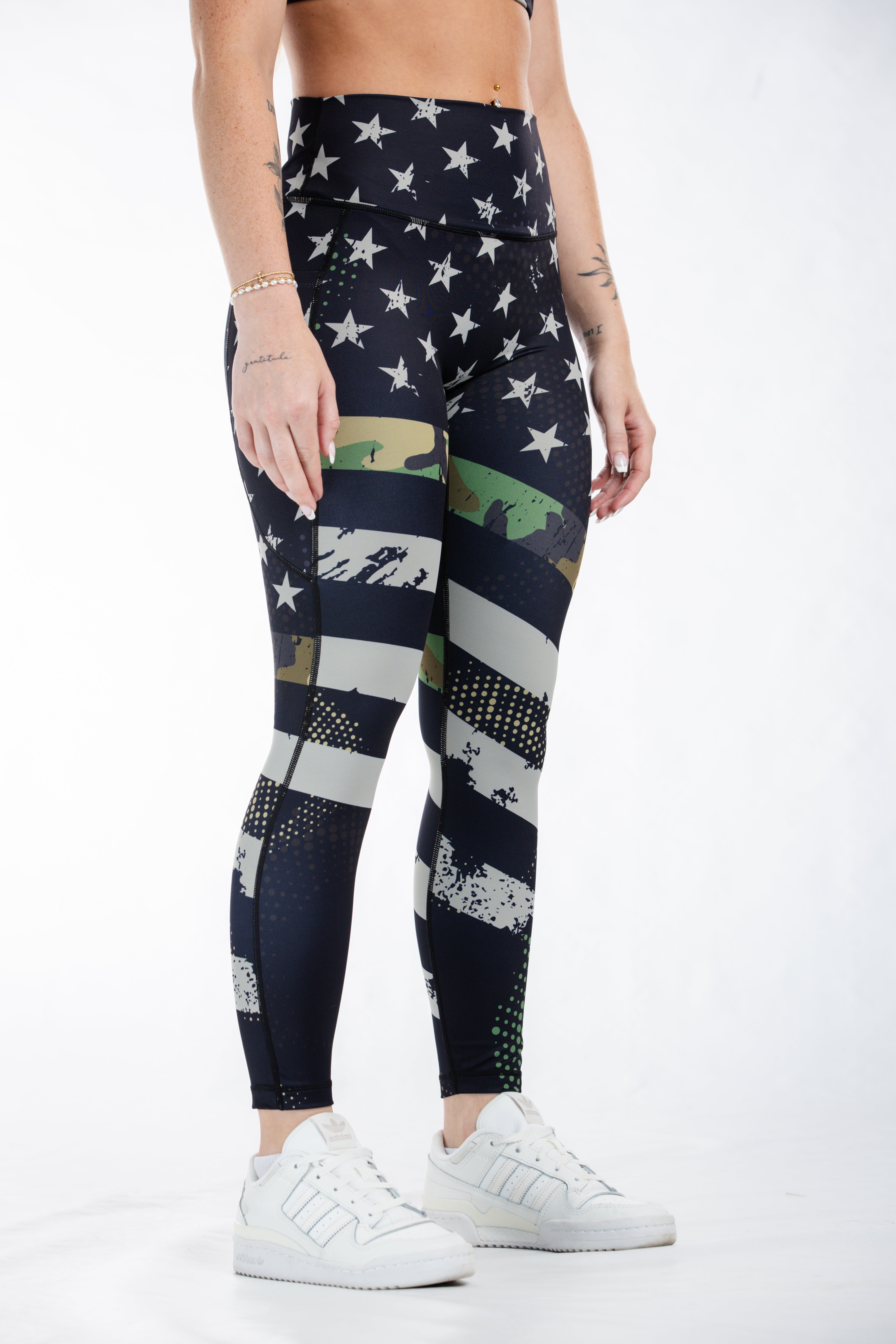 Empowered Camo Leggings for Women - High Waisted Yoga Pants with Pockets - Perfect for Workouts, Running & Casual Wear