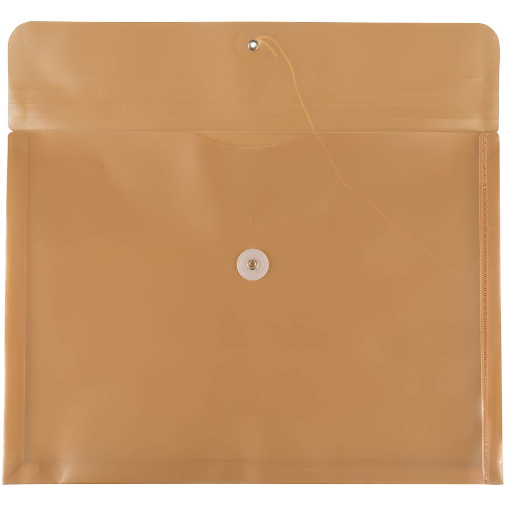 JAM PAPER Gold Plastic Envelopes 12-Pack - Button & String Closure for Legal Documents