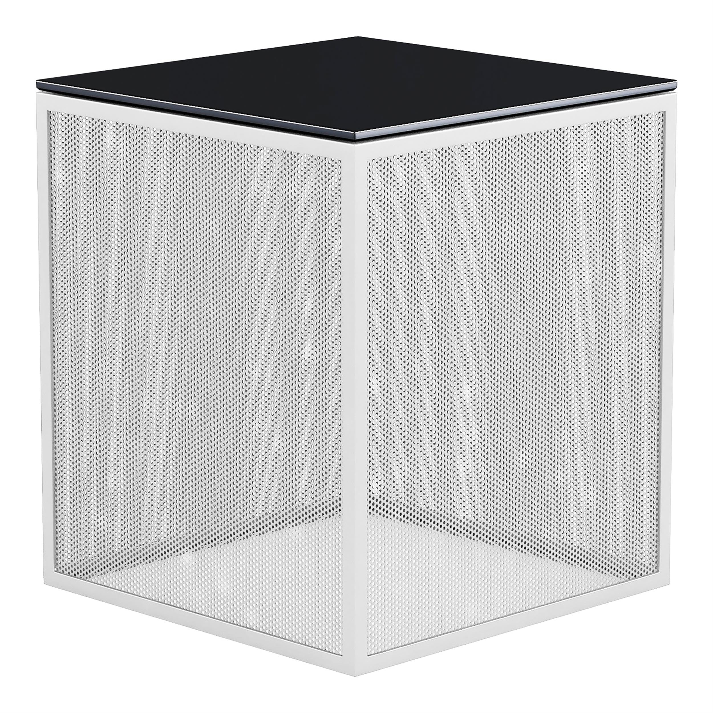 Furniture of America Kelforia Modern White Glass Top Side Table - Perfect for Living Room, Bedroom, or Office Accent Table