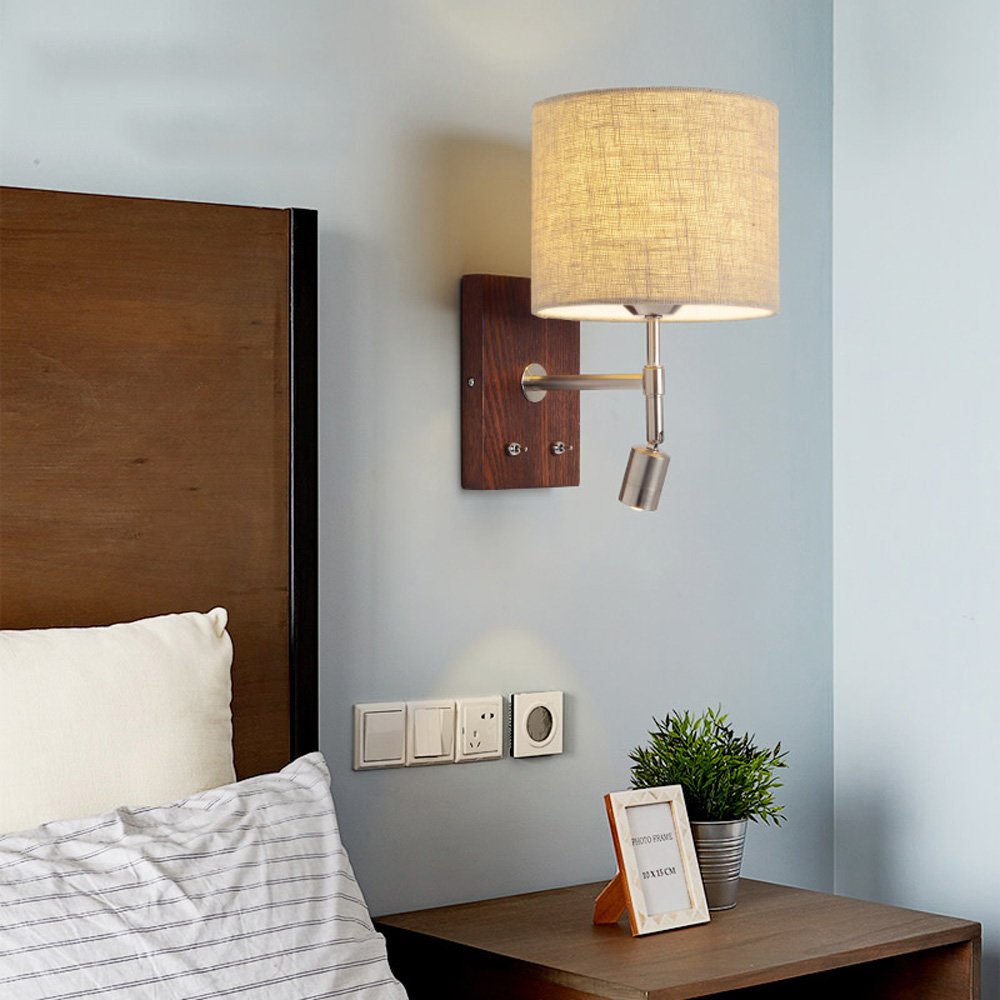 Modern Solid Wood Wall Mounted LED Reading Light - Adjustable Bedside Wall Sconce with Independent Switch Control for Bedroom, Living Room & Hallway | Perfect for Night Reading, Ambient Lighting and Home Decor