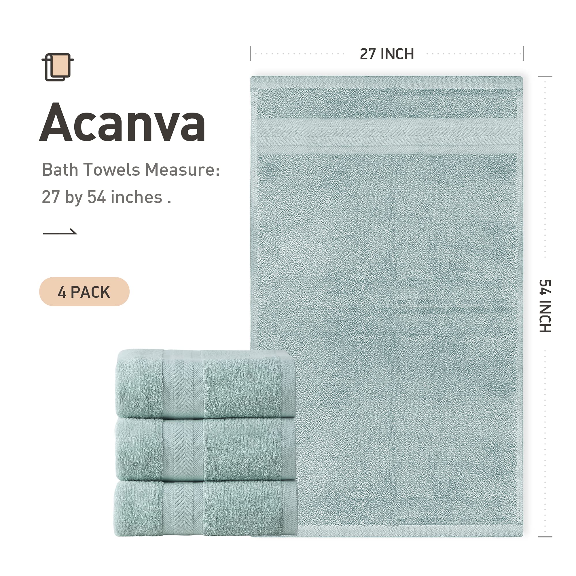 Acanva Organic Cotton Bath Sheets - Ultra Soft & Absorbent Hotel & Spa Quality Bath Towels, 27
