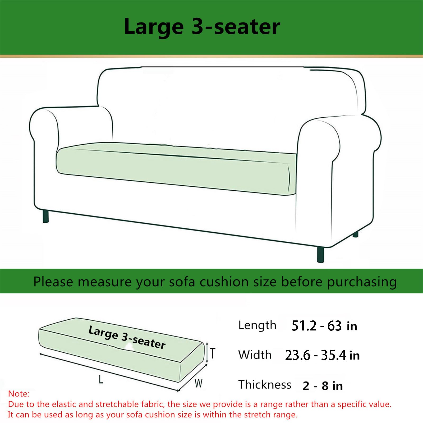 Stretch Waterproof Sofa Slipcover - High Elastic Fabric Couch Seat Covers, Water-Repellent & Durable (White, Large 3-Seater) - Perfect for Living Room, Family Room & Home Decor Protection