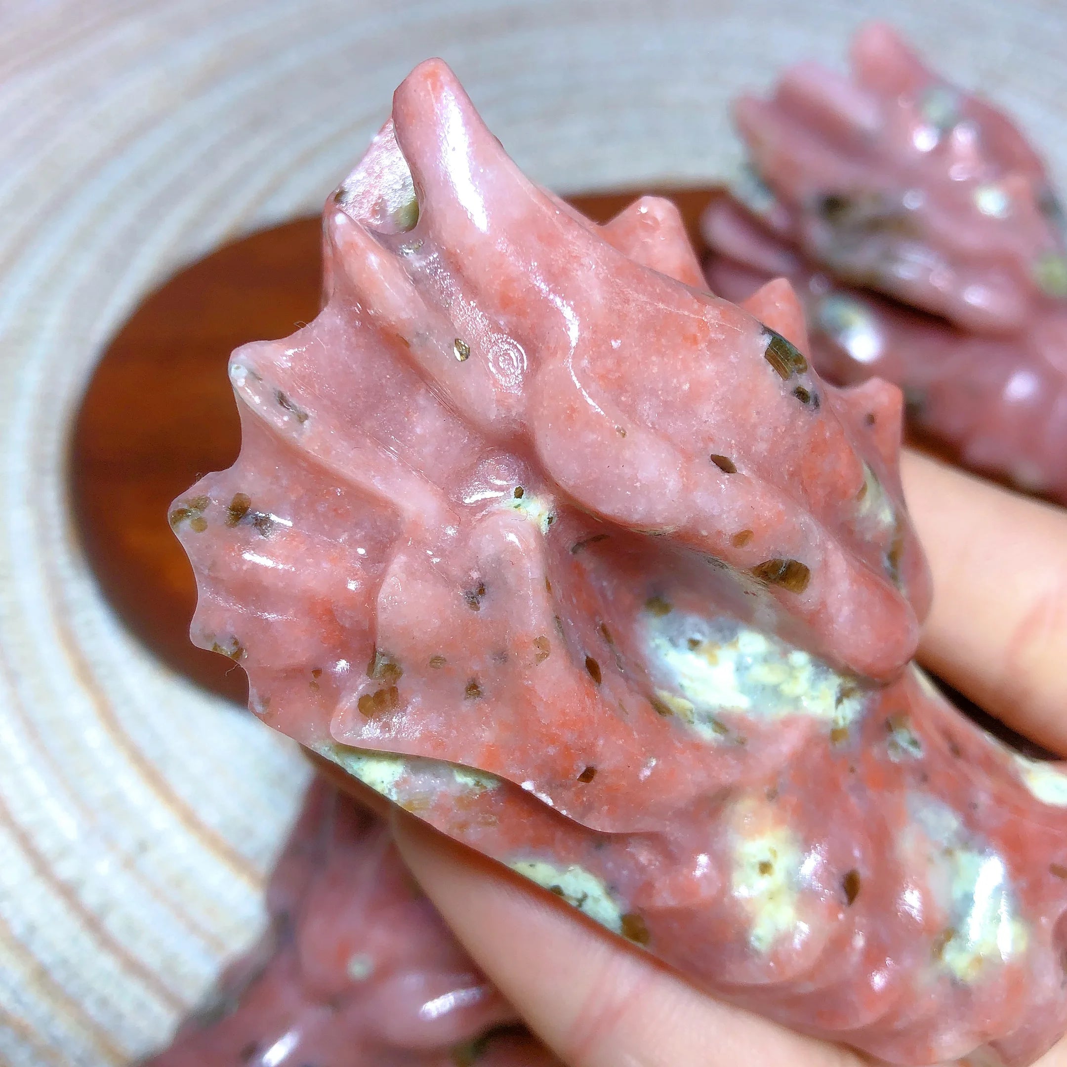 Pink & Green Tourmaline Dragon Skull Carving - Natural Crystal Gemstone Sculpture for Home Decor, Mineral Energy Figurine, Unique Spiritual Gift for Collectors & Meditation Spaces