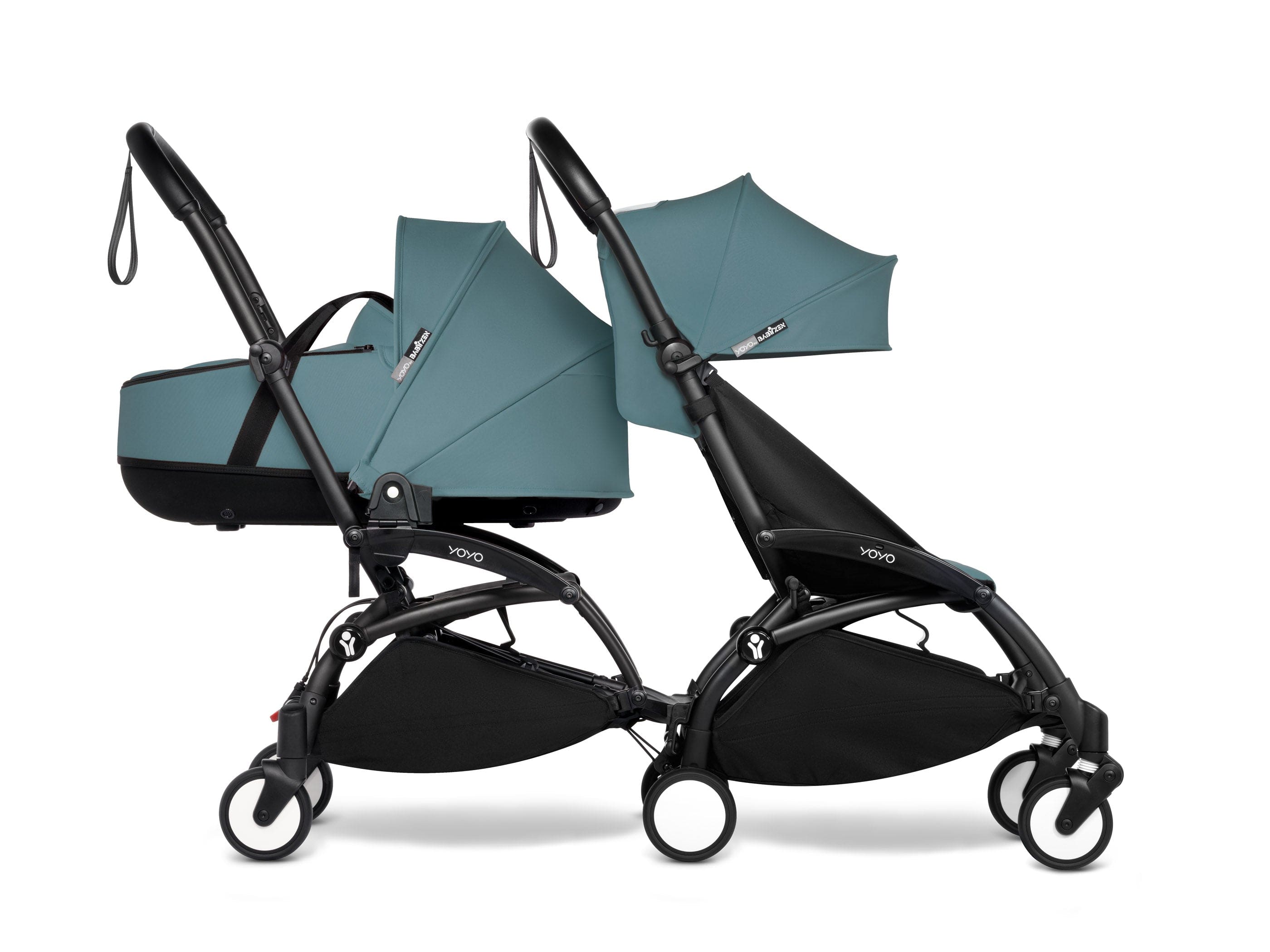 Stokke YOYO 3 Double Stroller for Twins - 6+ Months Front Seat with Bassinet Back - Lightweight Compact Travel Stroller for City Walks & Airplane Travel