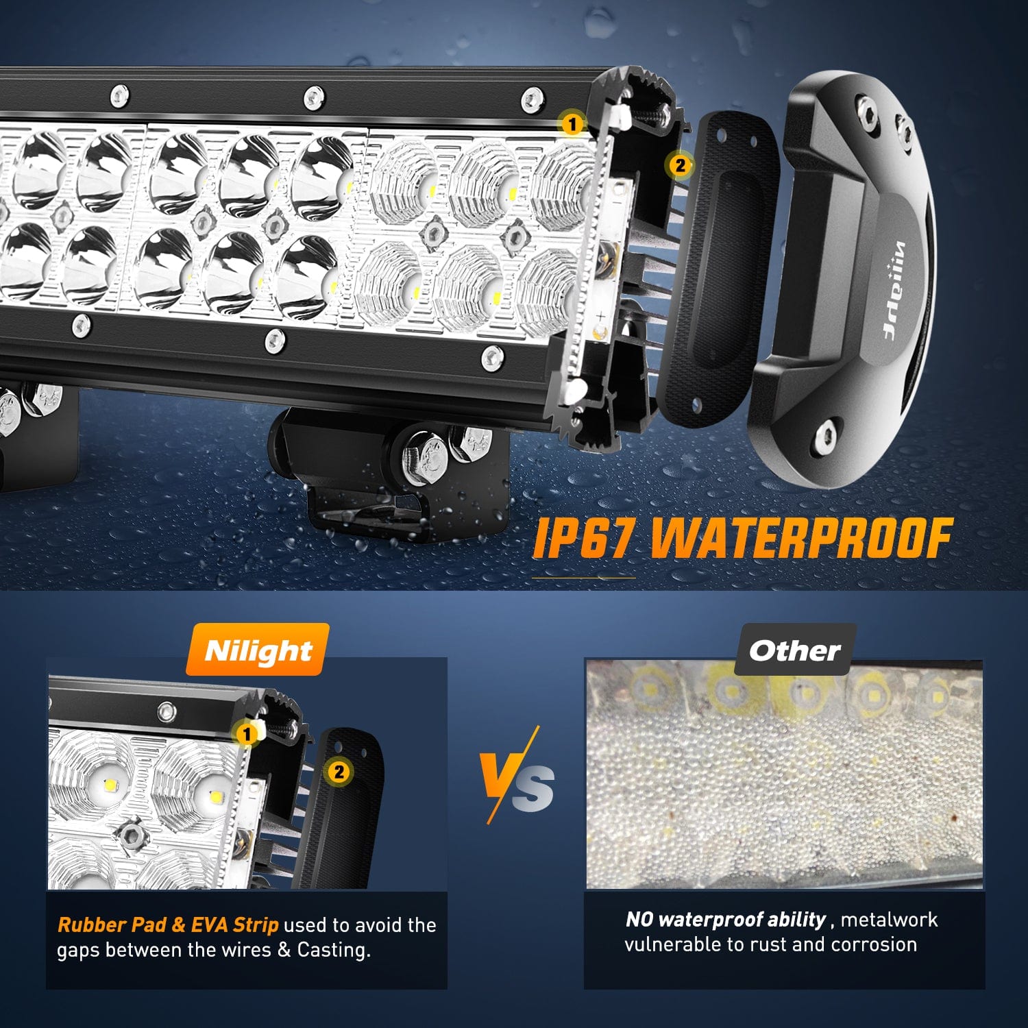 72W 5000LM 12 Inch Dual Row LED Light Bar with Amber/Black Covers - Spot Flood Combo for Off-Road Trucks, ATVs & UTVs (Pair) - Perfect for Night Driving, Camping & Outdoor Adventures