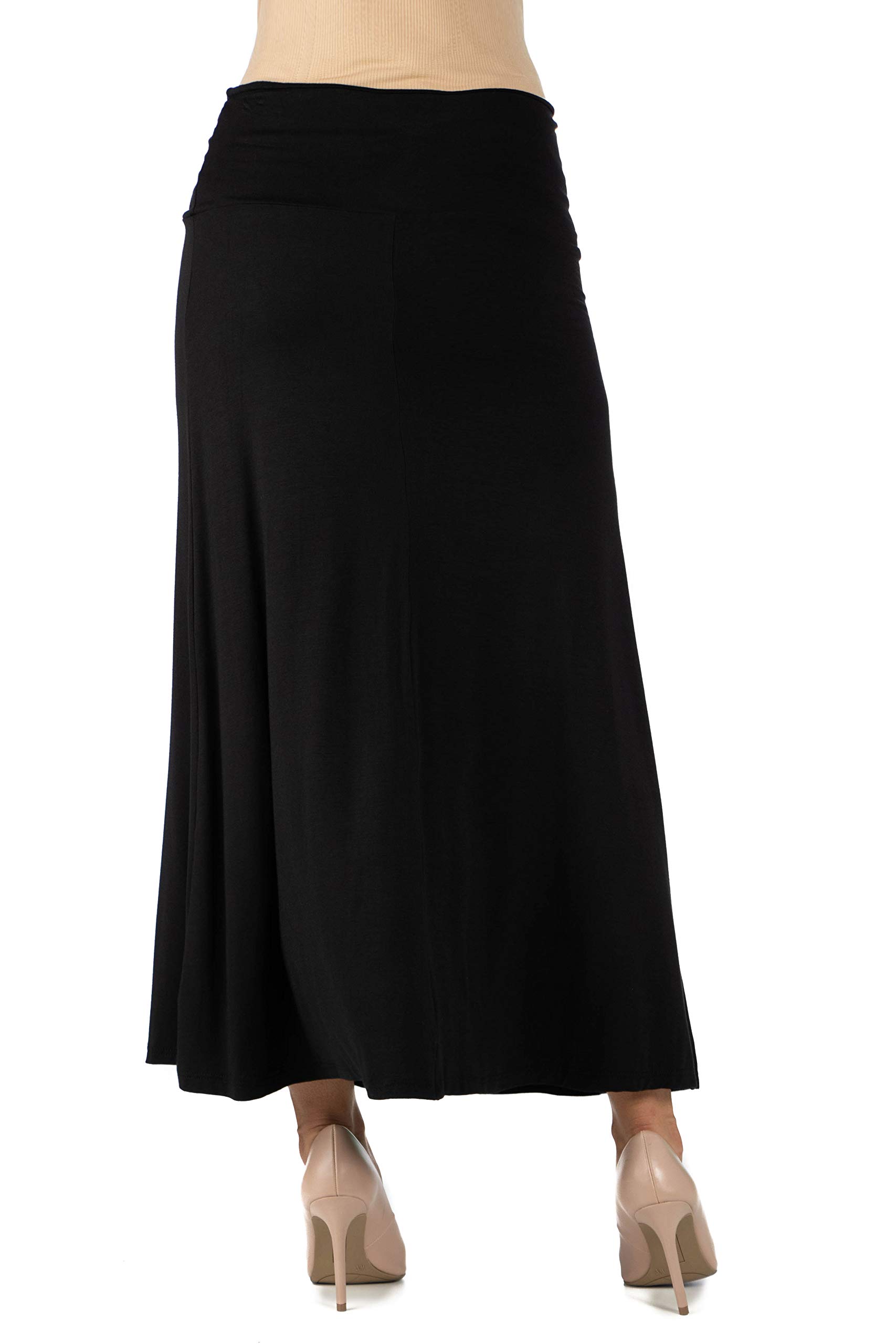 24seven Comfort Maternity Maxi Skirt for Women - Stretchy Elastic Waist Long Flared Dress Skirt | Pregnancy Clothes for Work, Church & Special Occasions