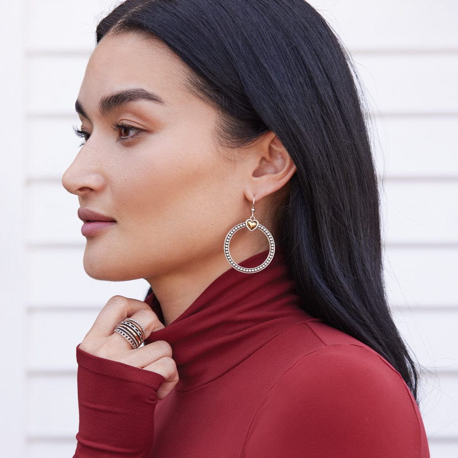 Pretty Tough Bold Heart Two Tone French Wire Earrings - Elegant & Durable Jewelry for Women | Perfect for Date Nights, Parties & Gifts