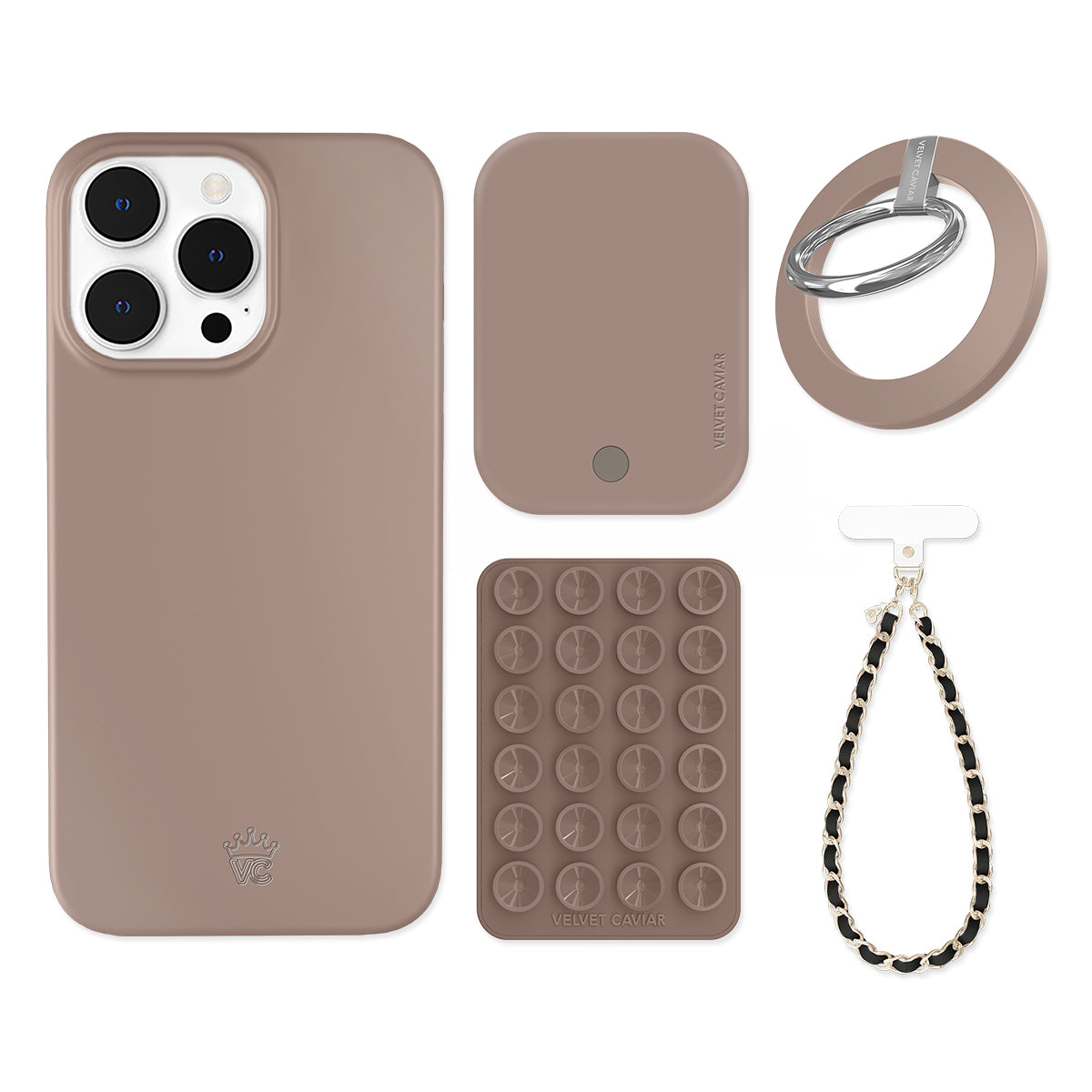Premium Cashmere Taupe iPhone Case with Grip - Soft & Durable Protective Cover for iPhone 13/14/15 - Perfect for Work, Travel & Everyday Use