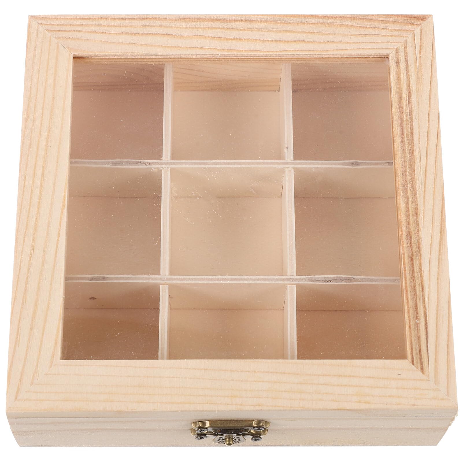 Ciieeo Wooden Tea Storage Organizer with Clear Acrylic Top Window - 9 Compartment Tea Box Organizer for Tea Bags & Accessories | Perfect for Kitchen Countertop, Pantry & Tea Station Organization