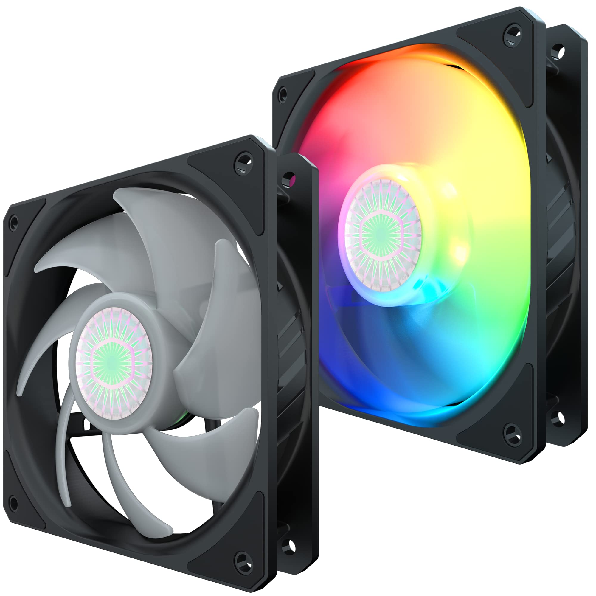 Cooler Master SickleFlow 120 V2 ARGB 3-in-1 Square Frame Fan - 120mm PWM PC Case & Liquid Radiator Cooling Fan with Customizable 3-Pin ARGB LEDs, Air Balance Curve Blades & Sealed Bearing | Perfect for Gaming PC Builds, High-Airflow Cases & Water Cooling Systems