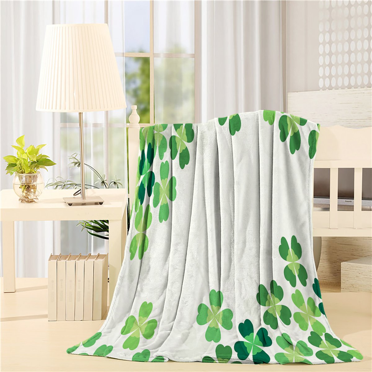 50 x 60 Inch Flannel Fleece Throw Blanket - Lightweight Cozy Plush Shamrock Blanket for Bed, Sofa & Living Room | St. Patrick's Day Decor, Gift & Home Comfort