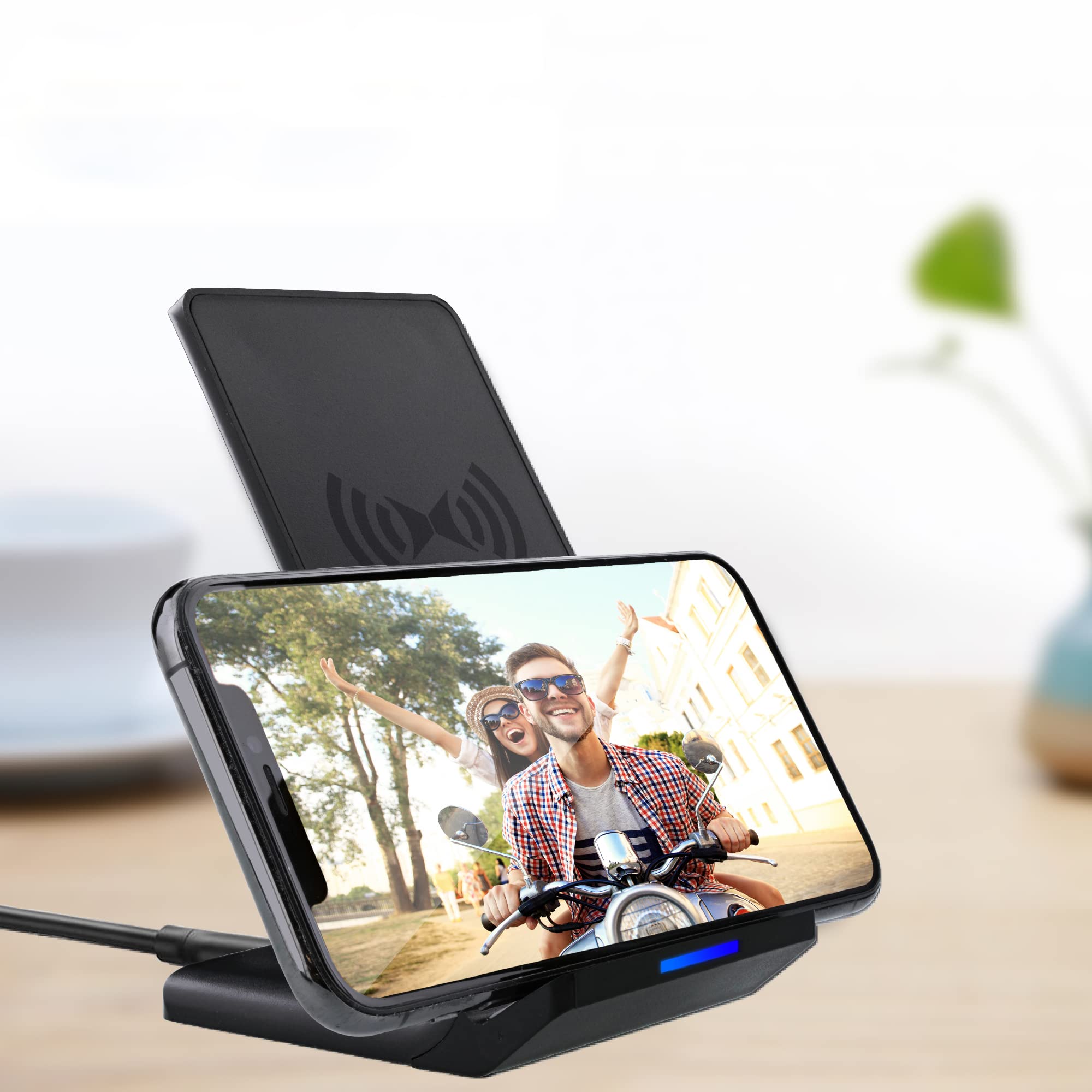 Xtreme 10W Fast Wireless Charging Stand for iPhone & Android - Adjustable Desktop Phone Charger with LED Indicator | Perfect for Office, Bedside & Travel Use