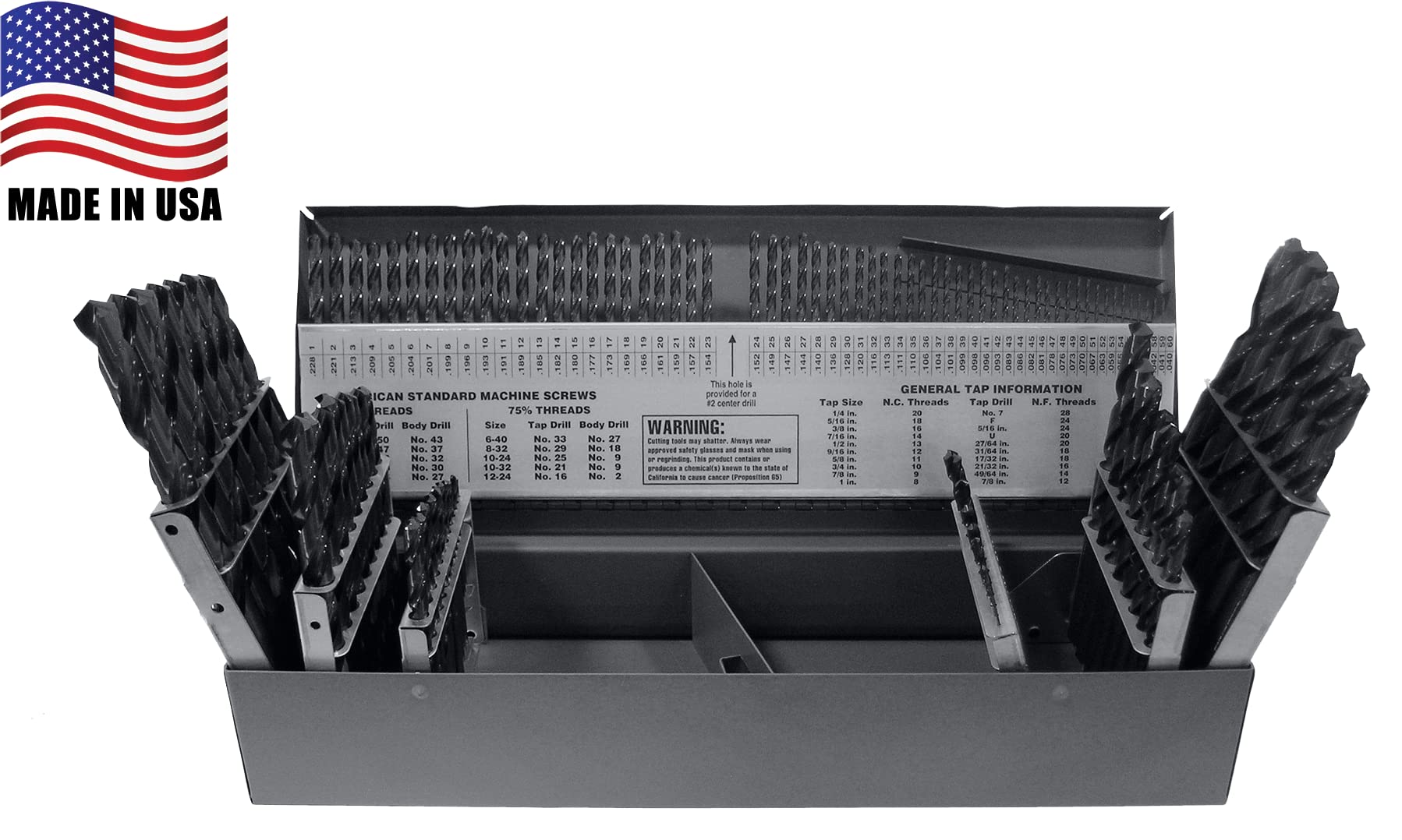 Chicago Latrobe 150 High-Speed Steel Jobber Length Drill Bit Set (114-Piece) - Black Oxide Coating, 118° Point for Precision Drilling | Ideal for Metal, Wood & Plastic | Perfect for DIY, Construction & Automotive Projects