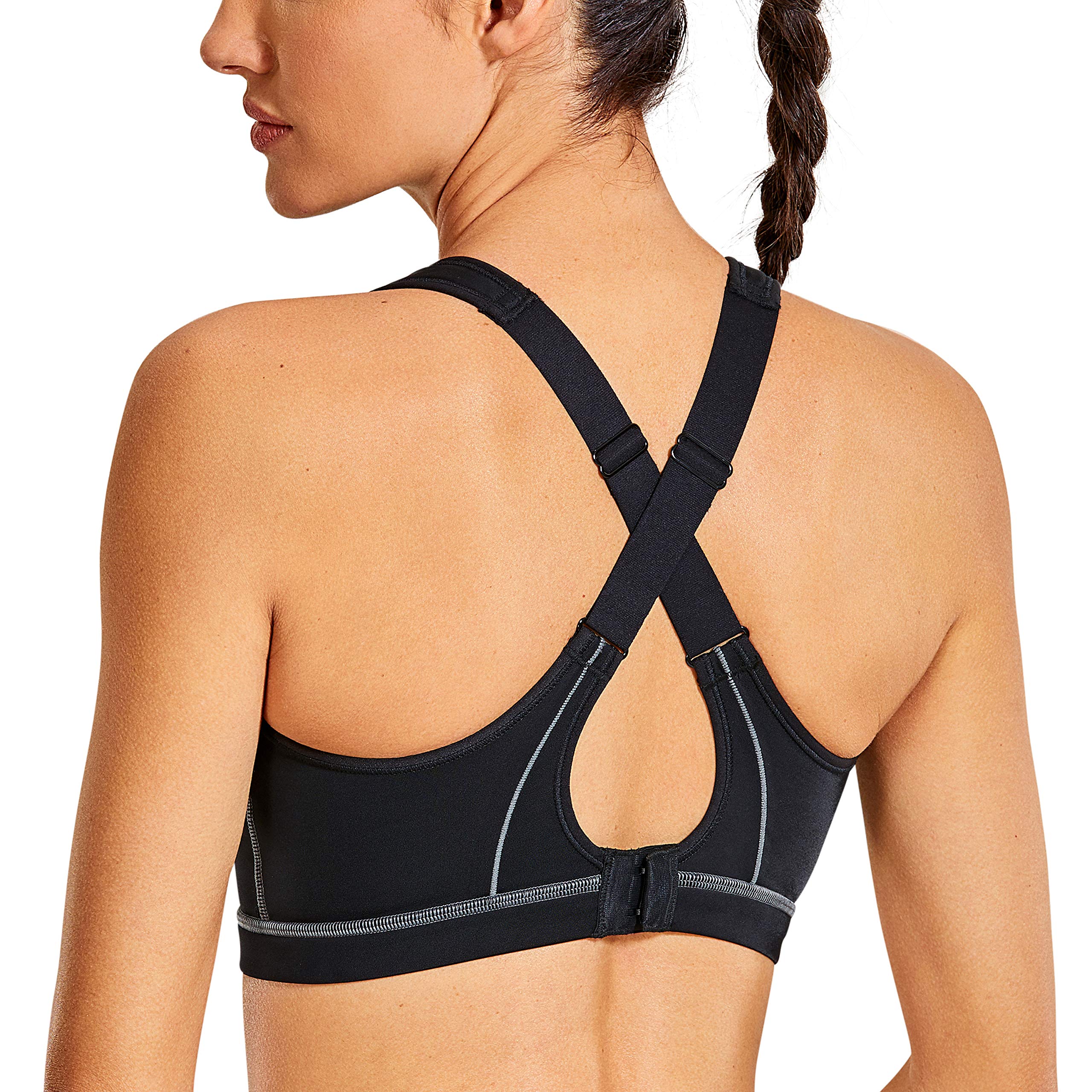 SYROKAN High Impact Criss Cross Sports Bras for Women - Wirefree High Neck Support, Full Coverage Padded Workout Bra - Perfect for Running, Yoga & Gym Training